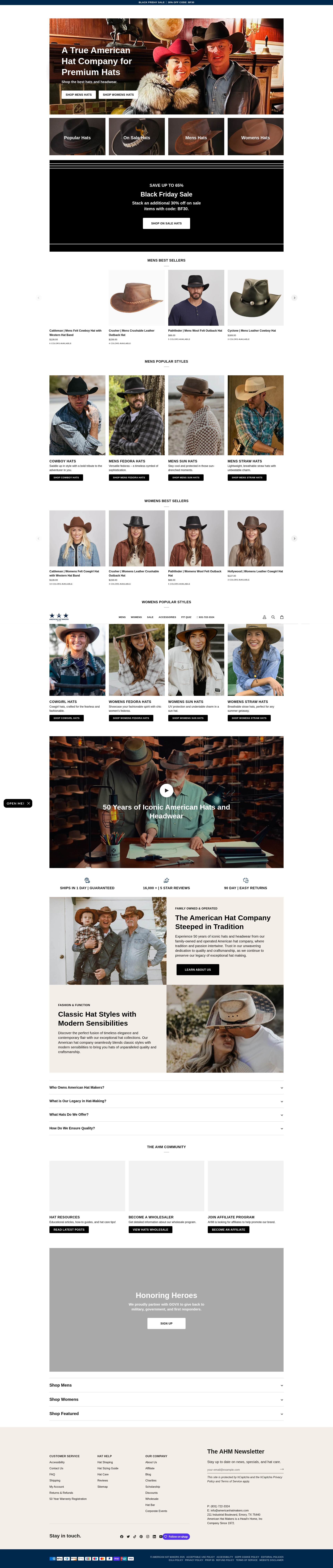 Screenshot of americanhatmakers.com