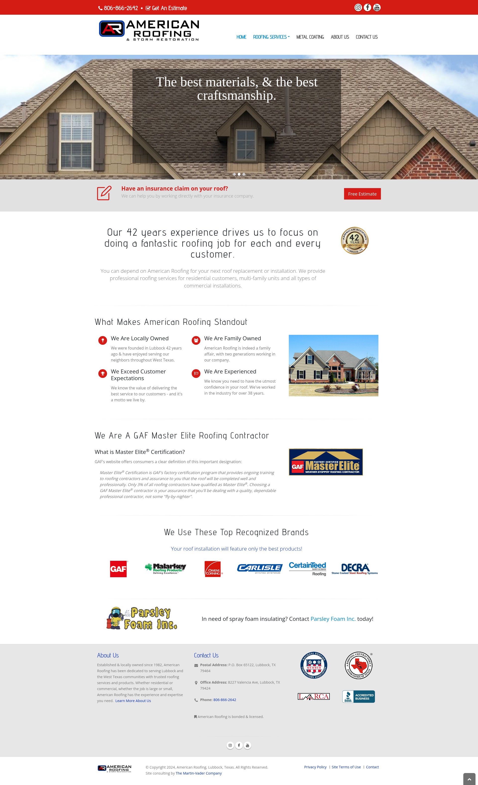 Screenshot of americanroofinglubbocktx.com