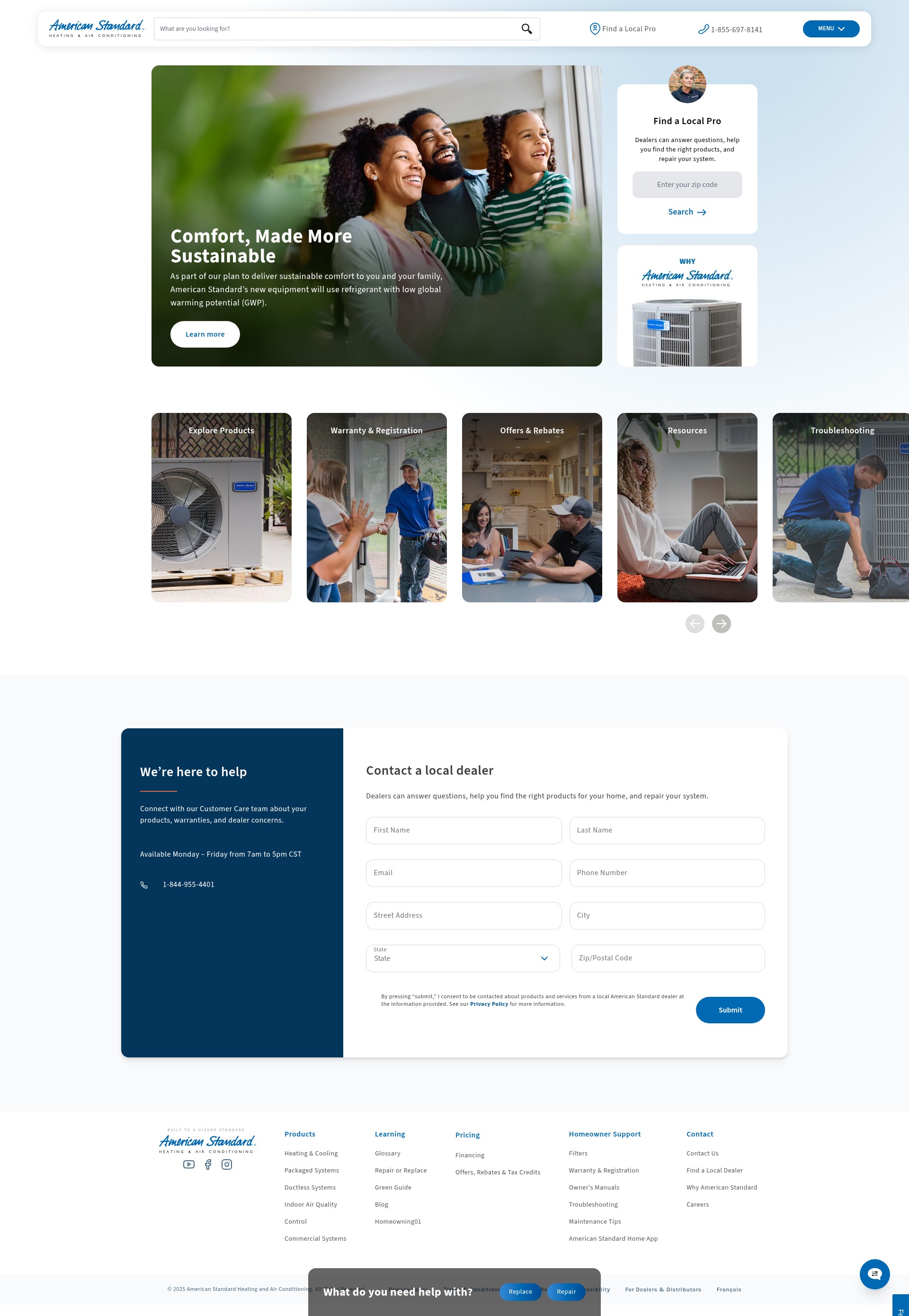 Screenshot of americanstandardair.com