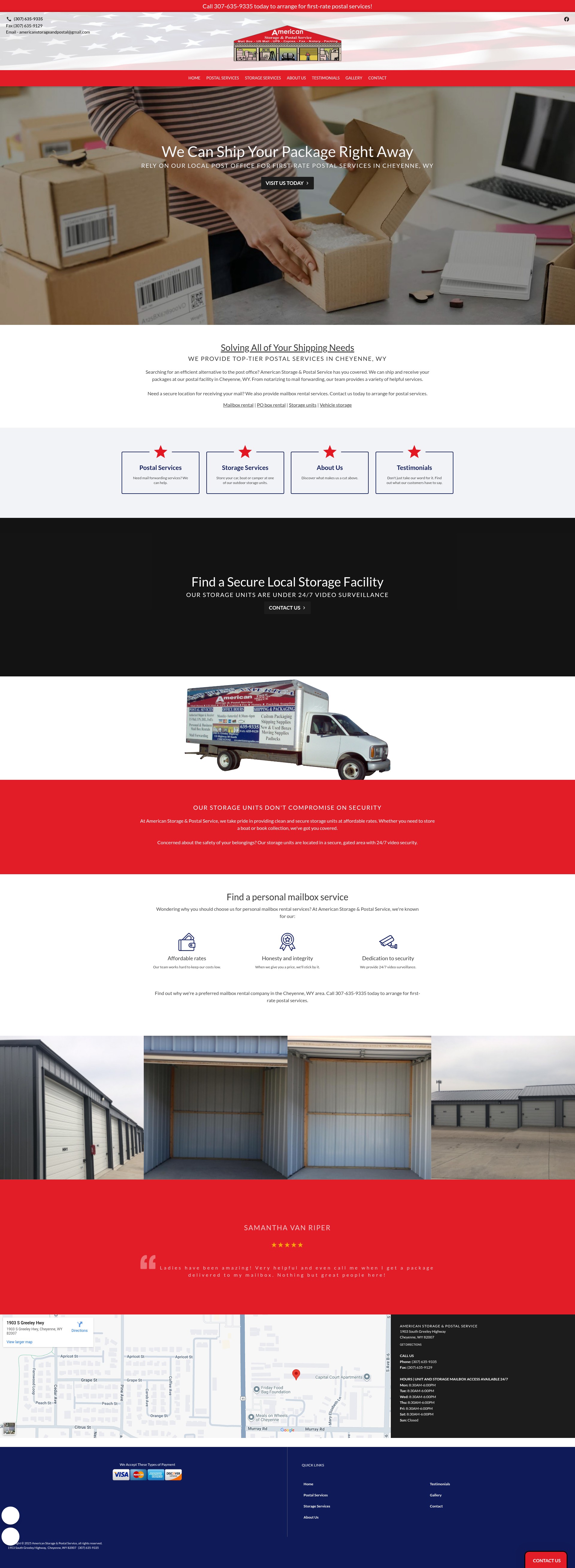 Screenshot of americanstorageandpostal.com
