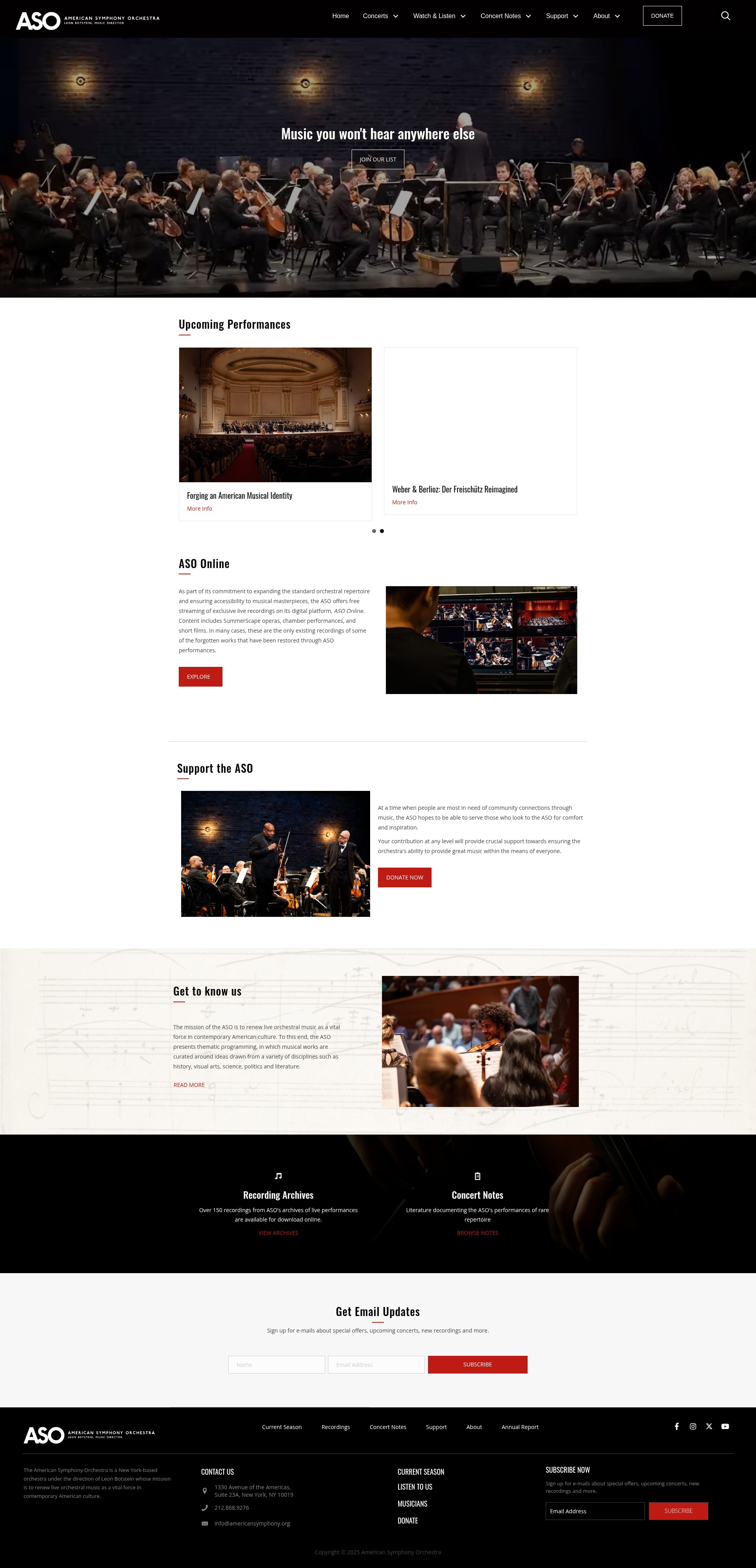 Screenshot of americansymphony.org