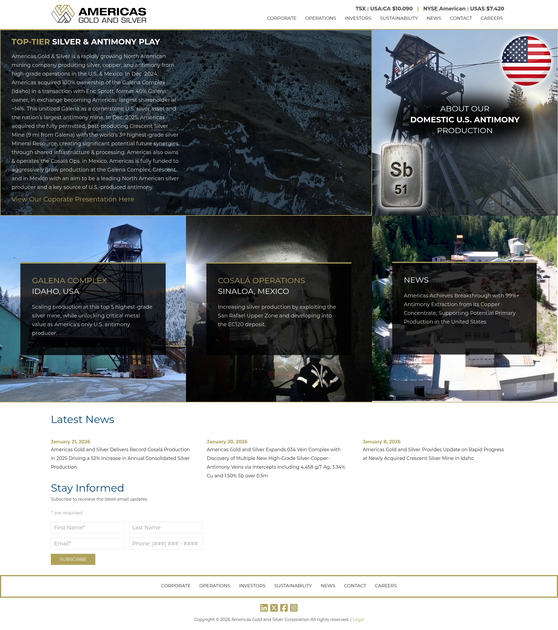 Screenshot of americas-gold.com