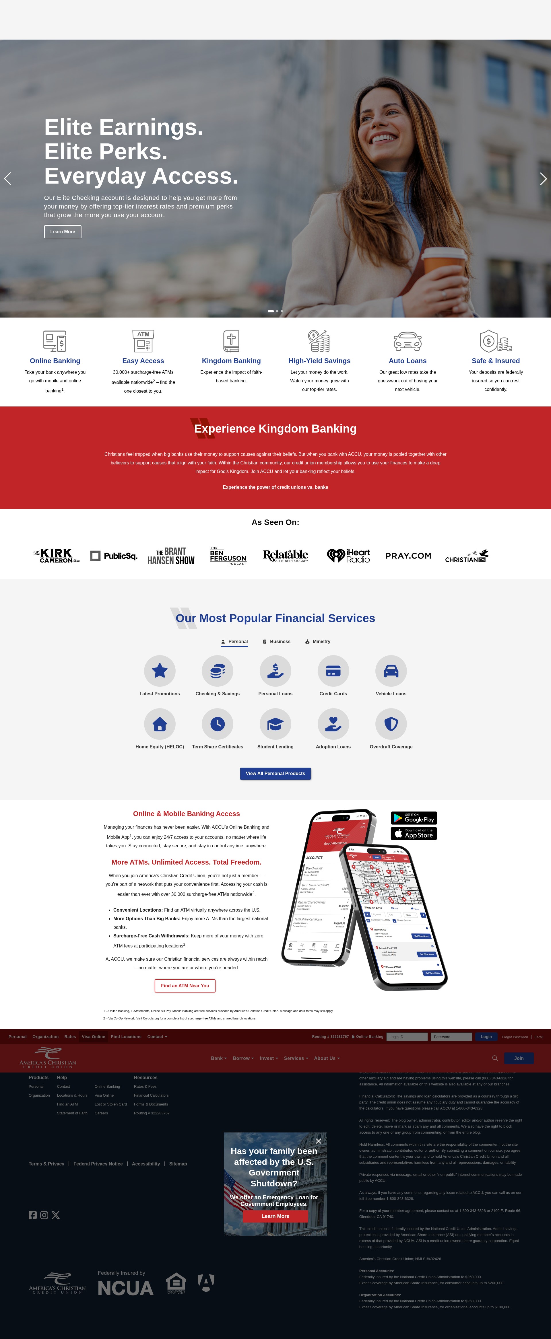 Screenshot of americaschristiancu.com