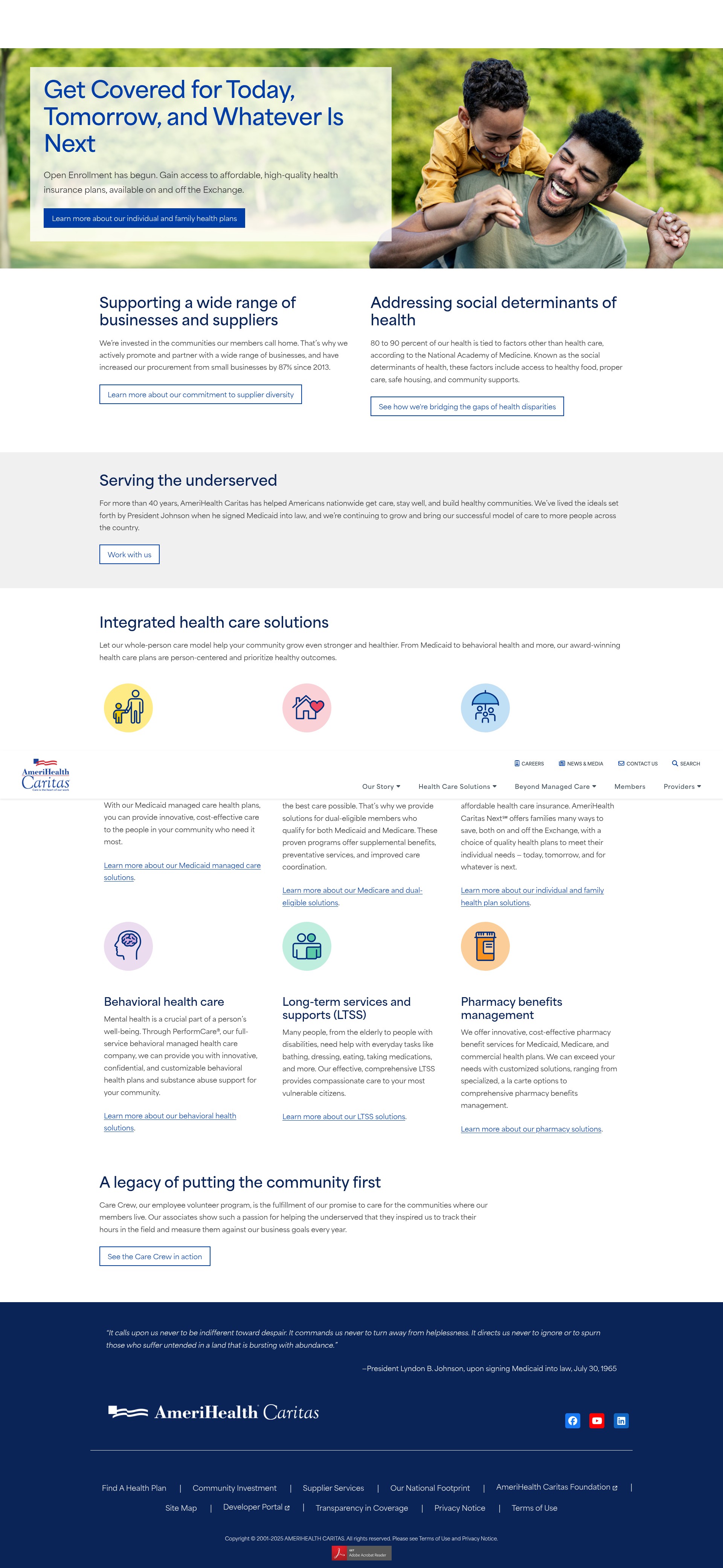 Screenshot of amerihealthcaritas.com