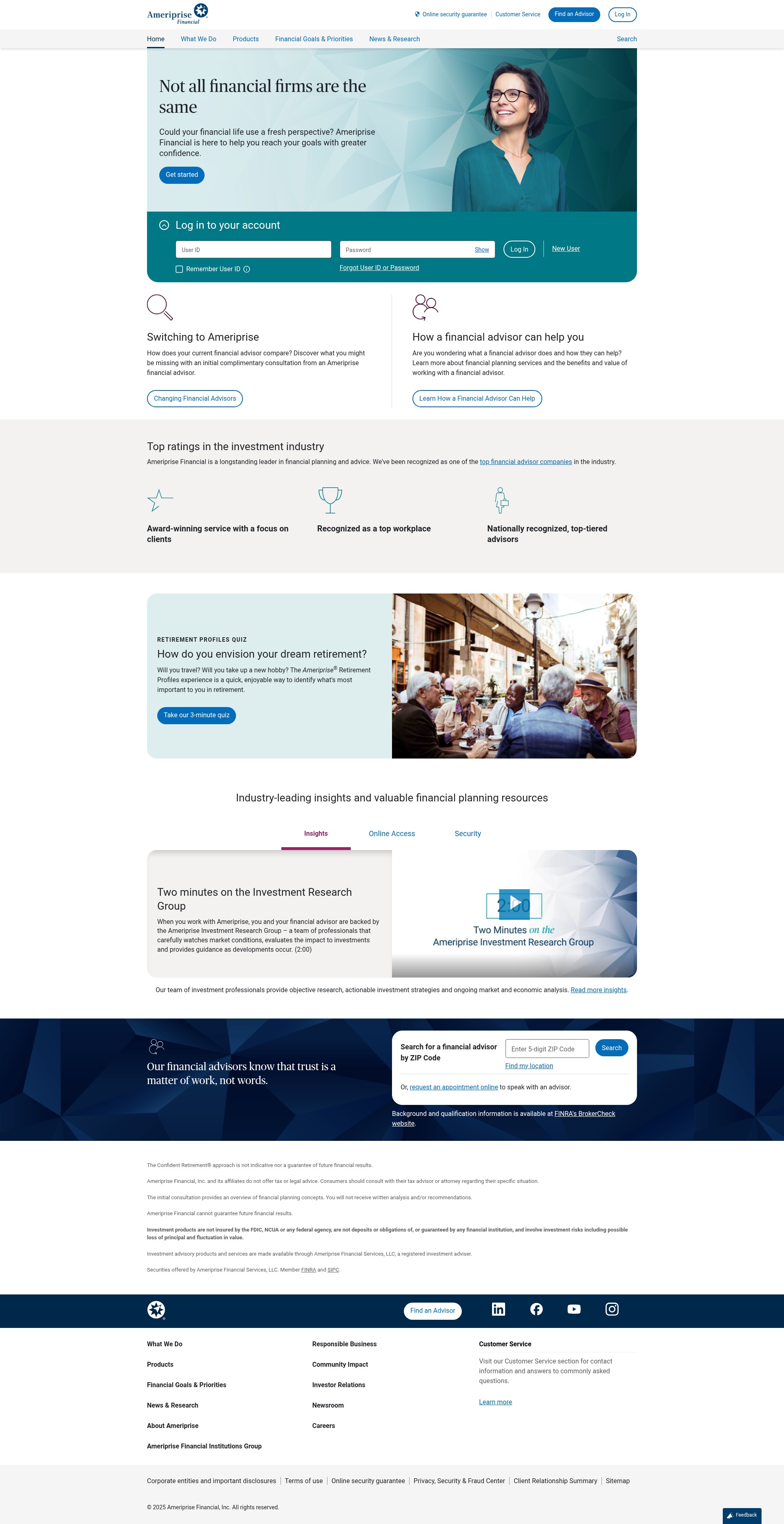 Screenshot of ameriprise.com