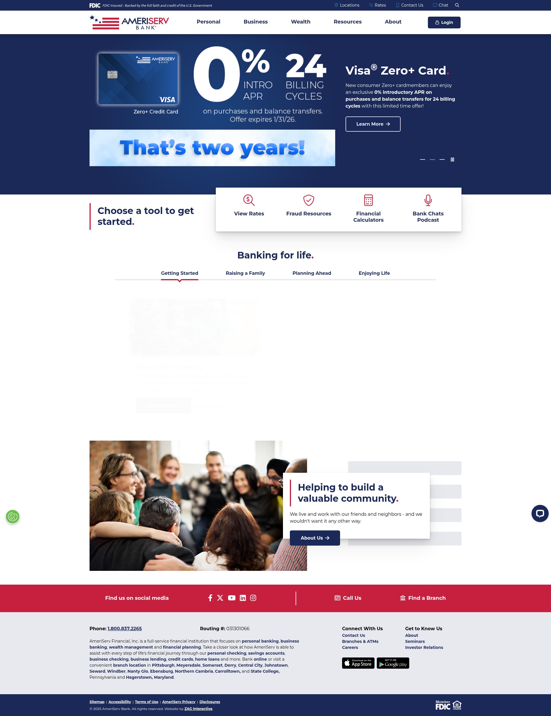 Screenshot of ameriserv.com