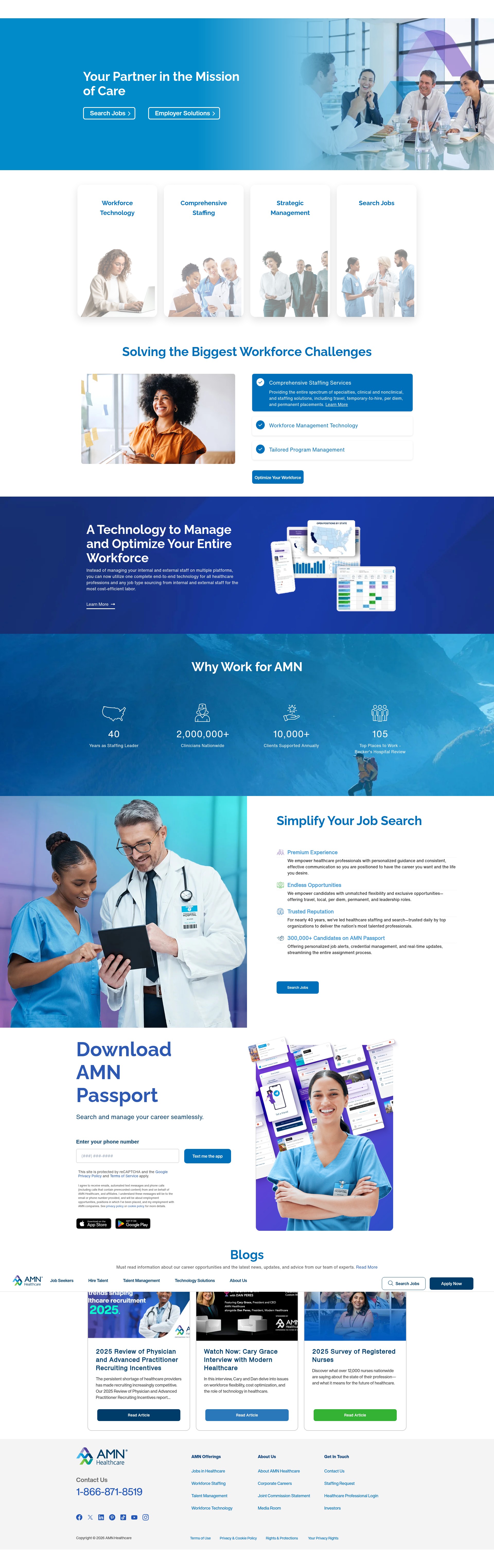 Screenshot of amnhealthcare.com