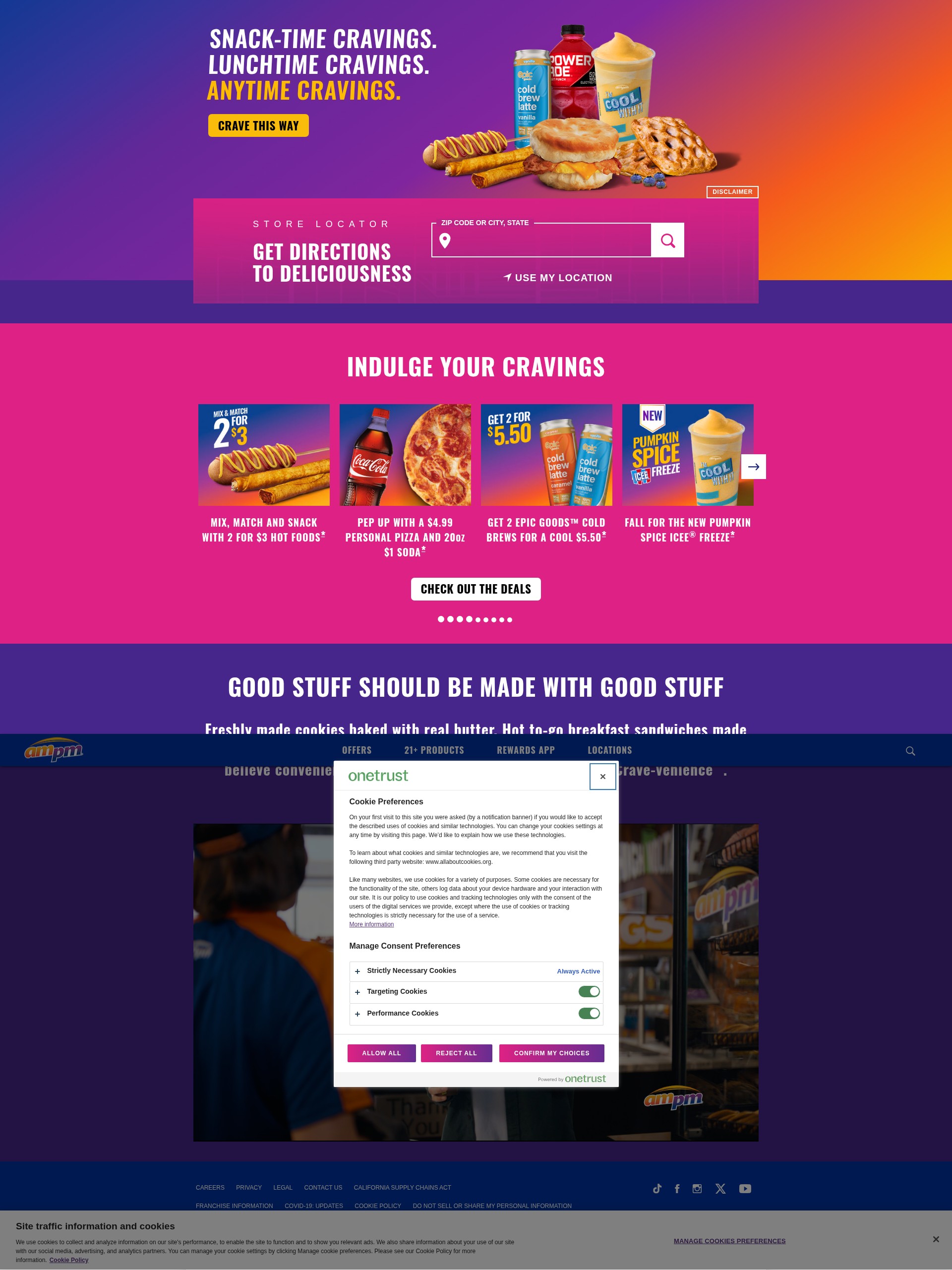 Screenshot of ampm.com