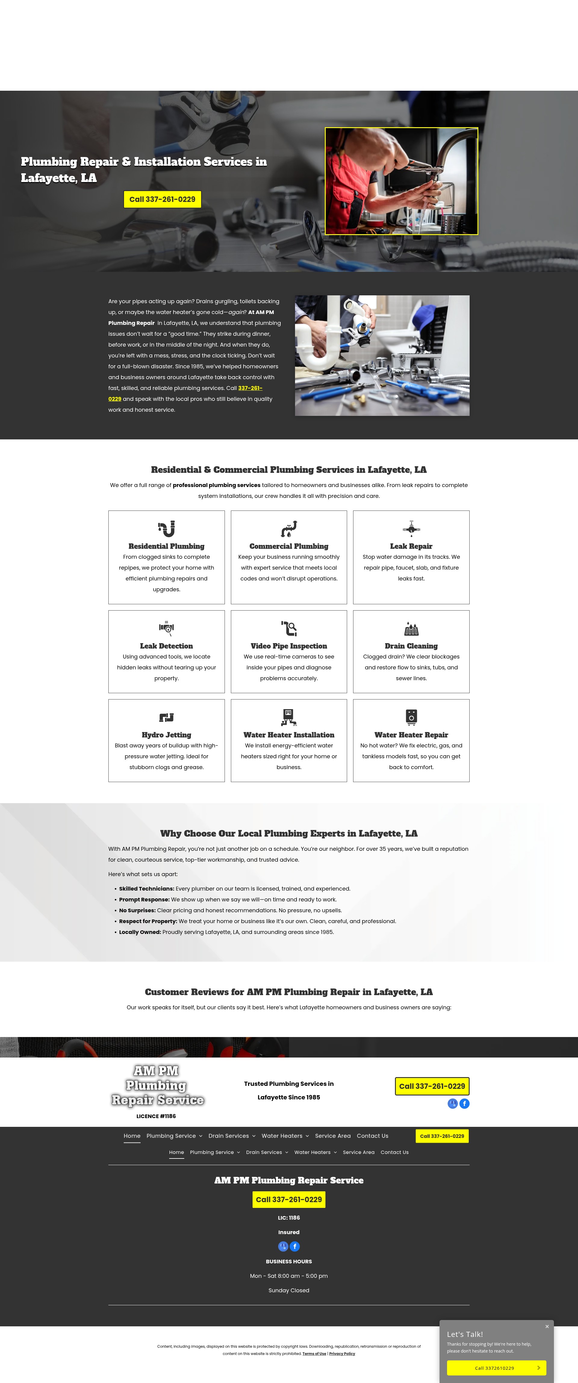 Screenshot of ampmplumbingrepair.com