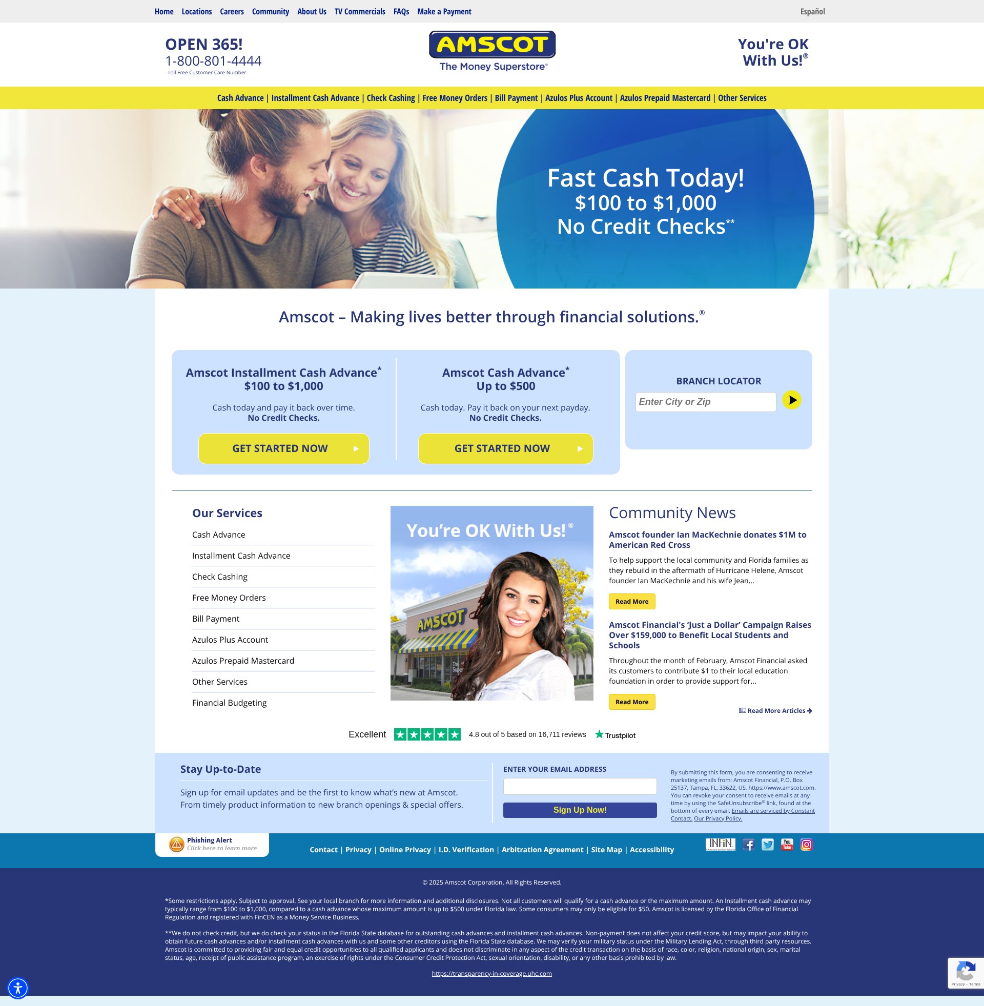 Screenshot of amscot.com
