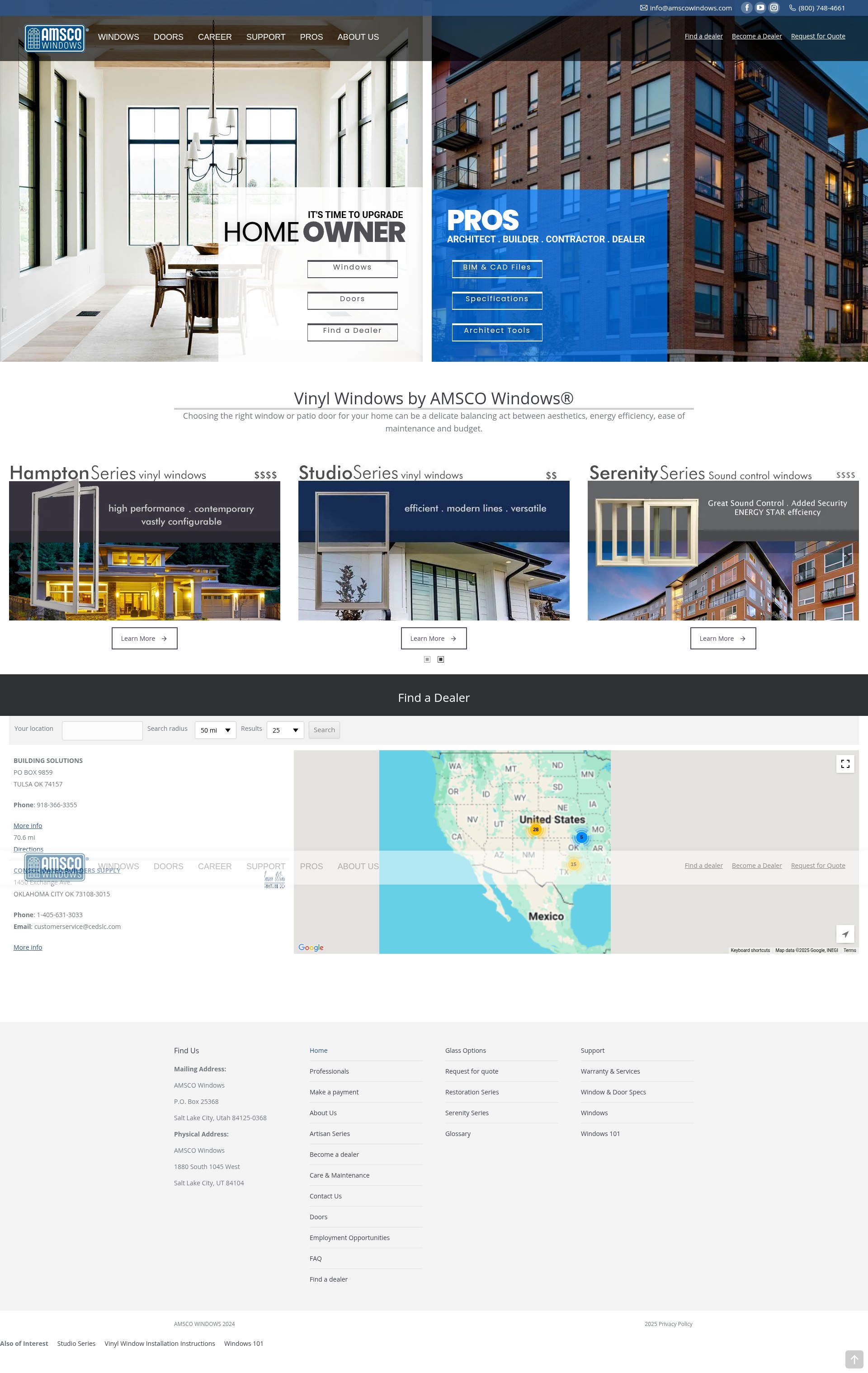Screenshot of amscowindows.com