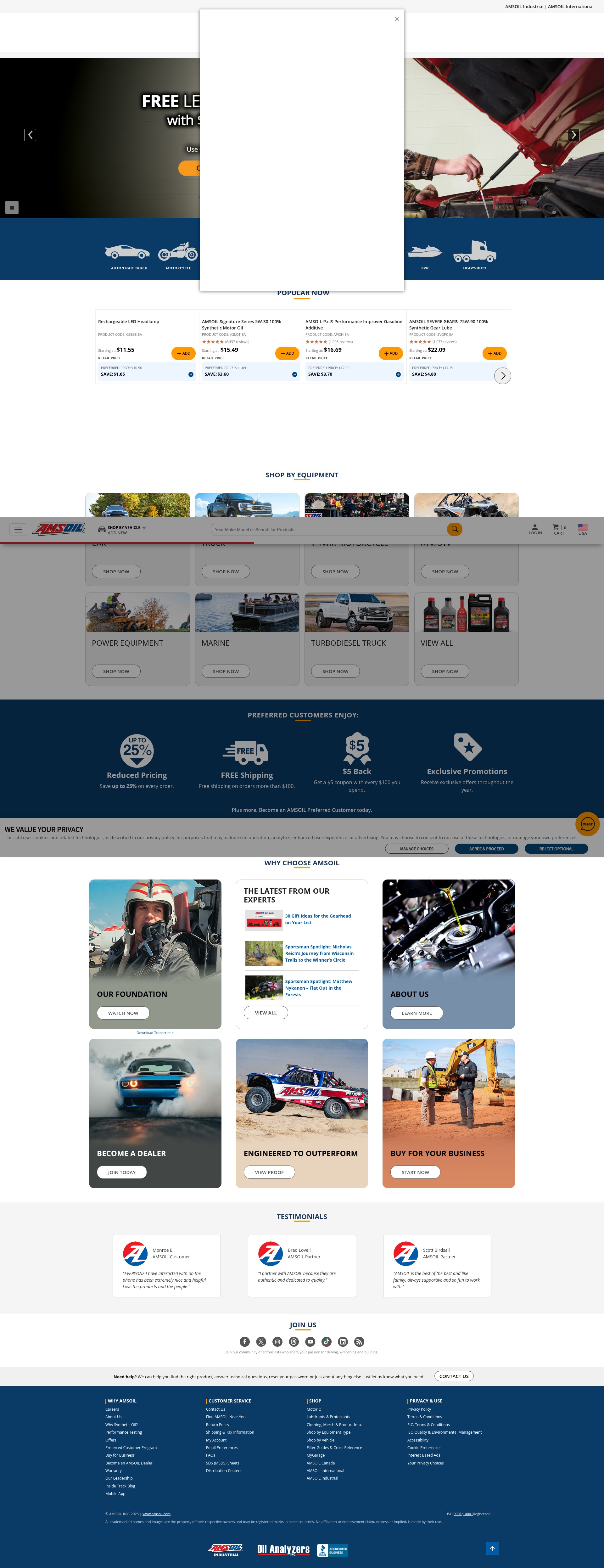 Screenshot of amsoil.com