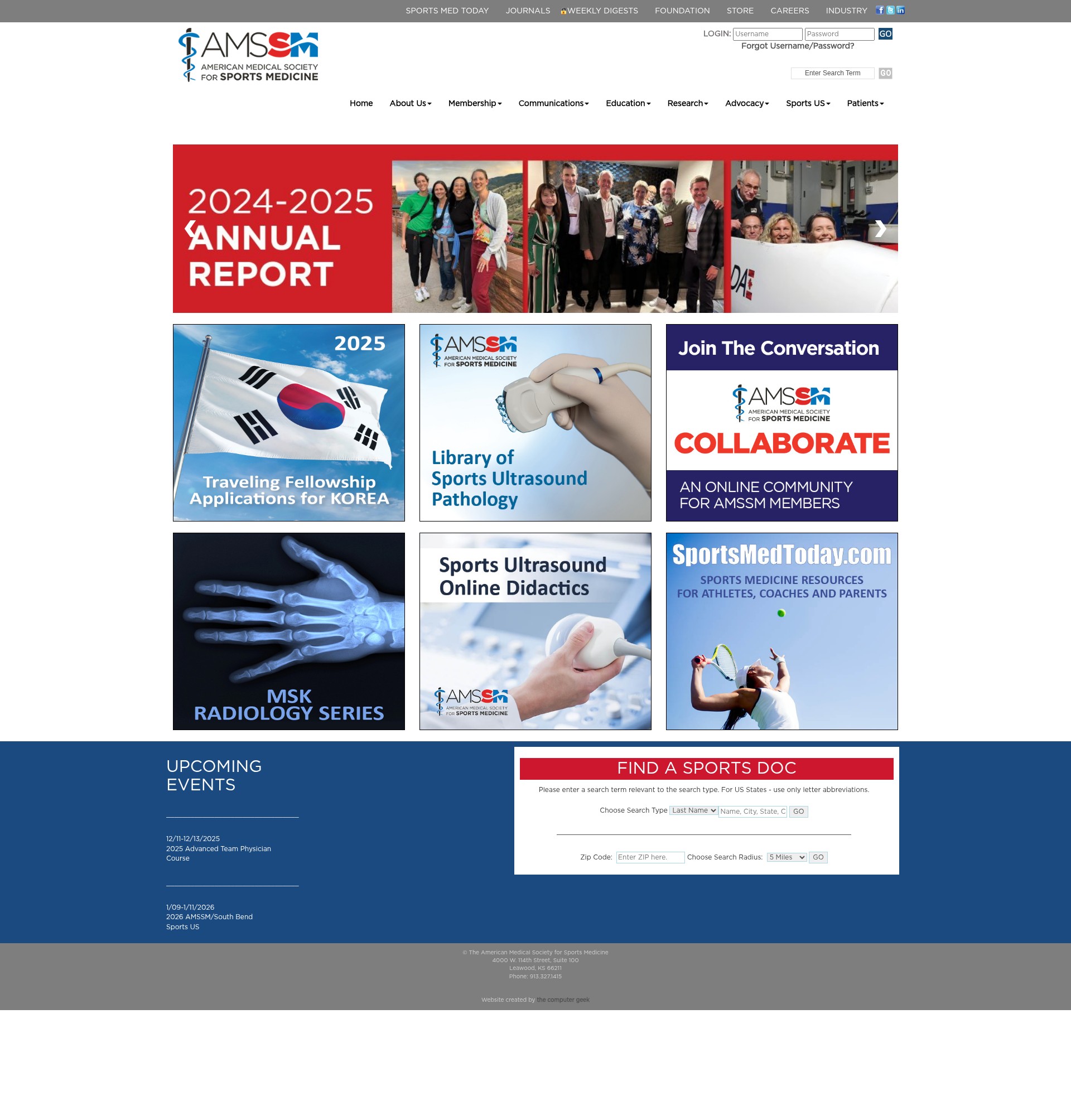 Screenshot of amssm.org