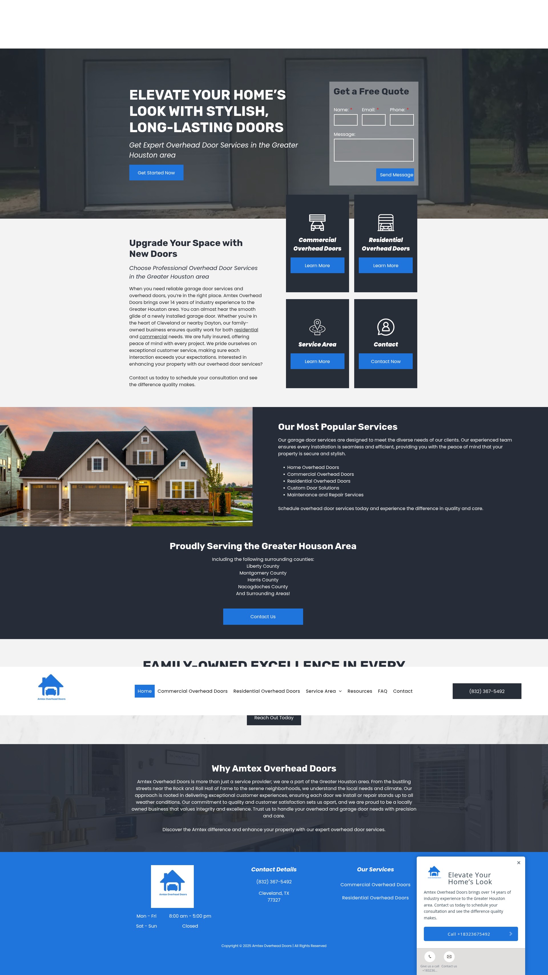 Screenshot of amtexoverheaddoors.com