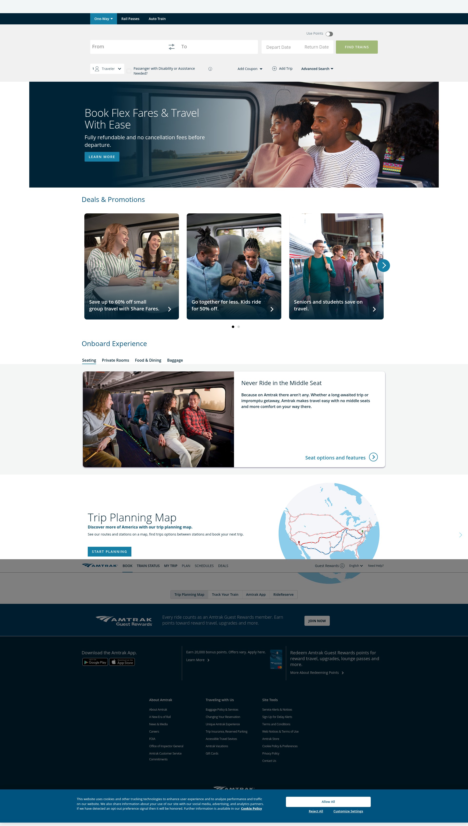 Screenshot of amtrak.com