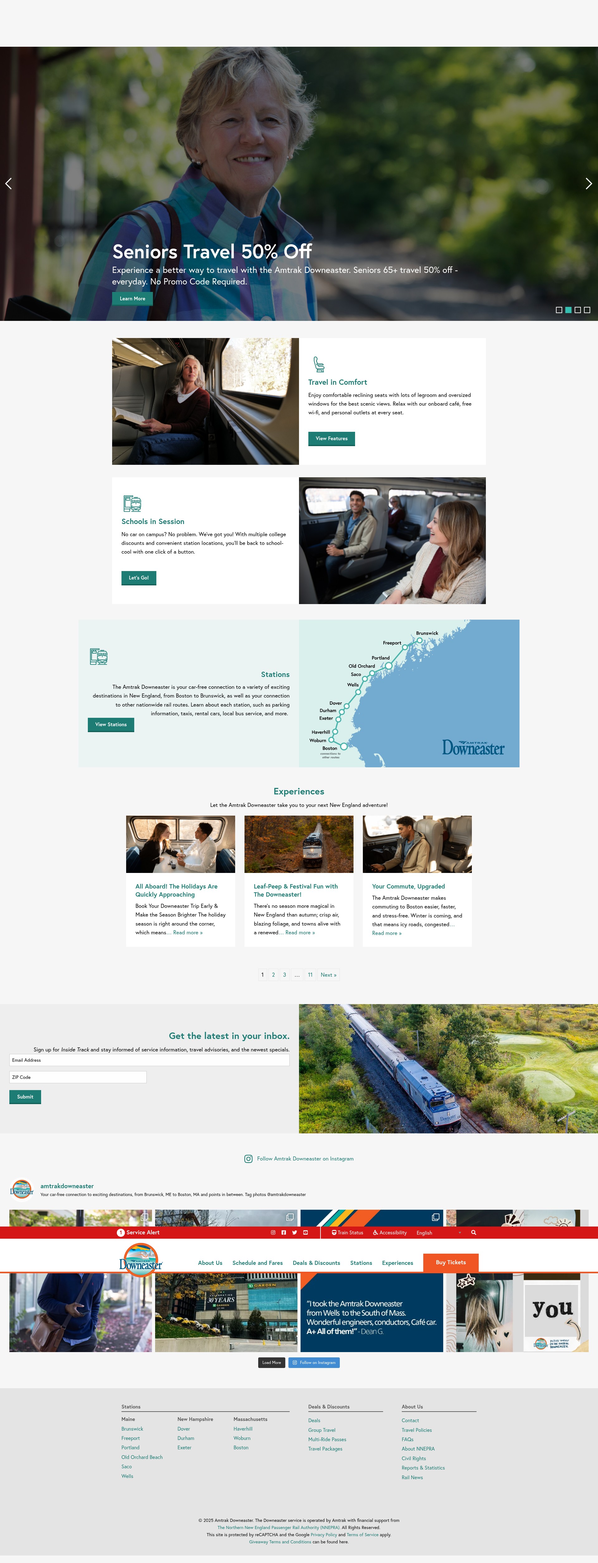 Screenshot of amtrakdowneaster.com