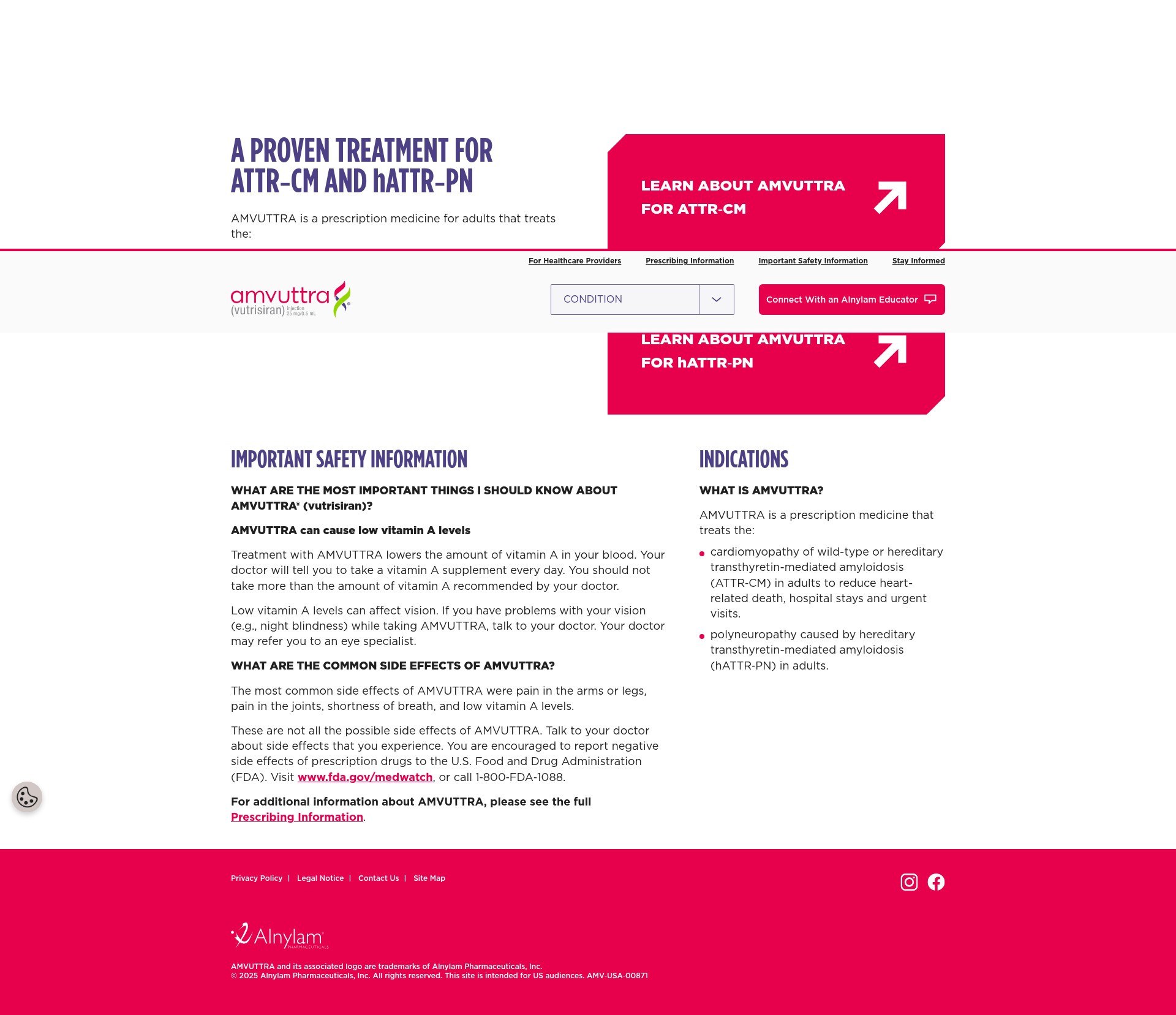 Screenshot of amvuttra.com
