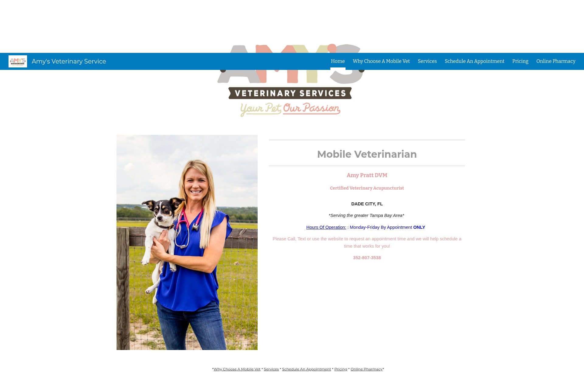 Screenshot of amysveterinaryservices.com