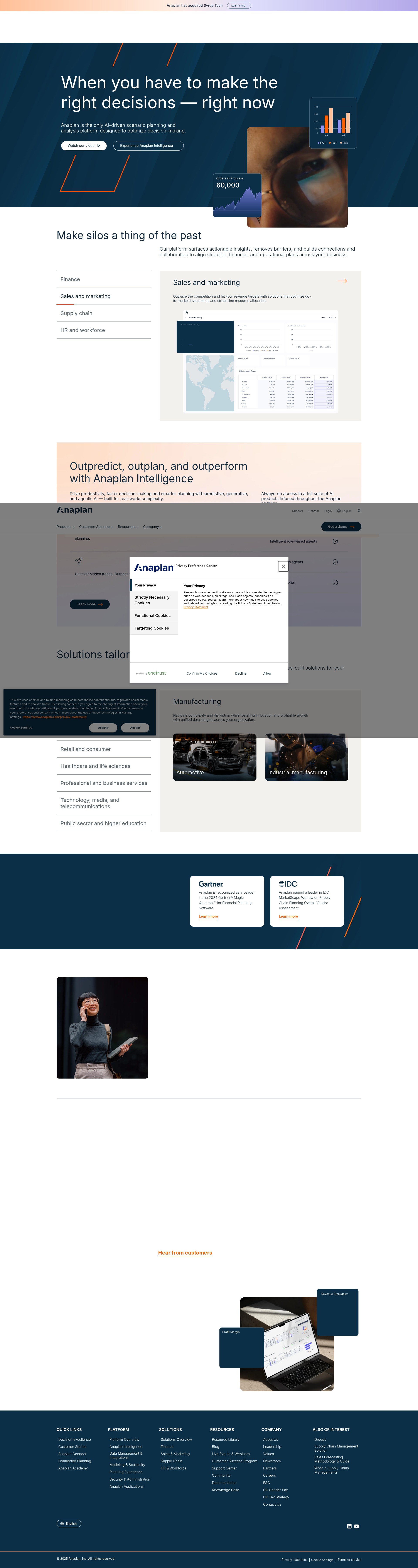 Screenshot of anaplan.com