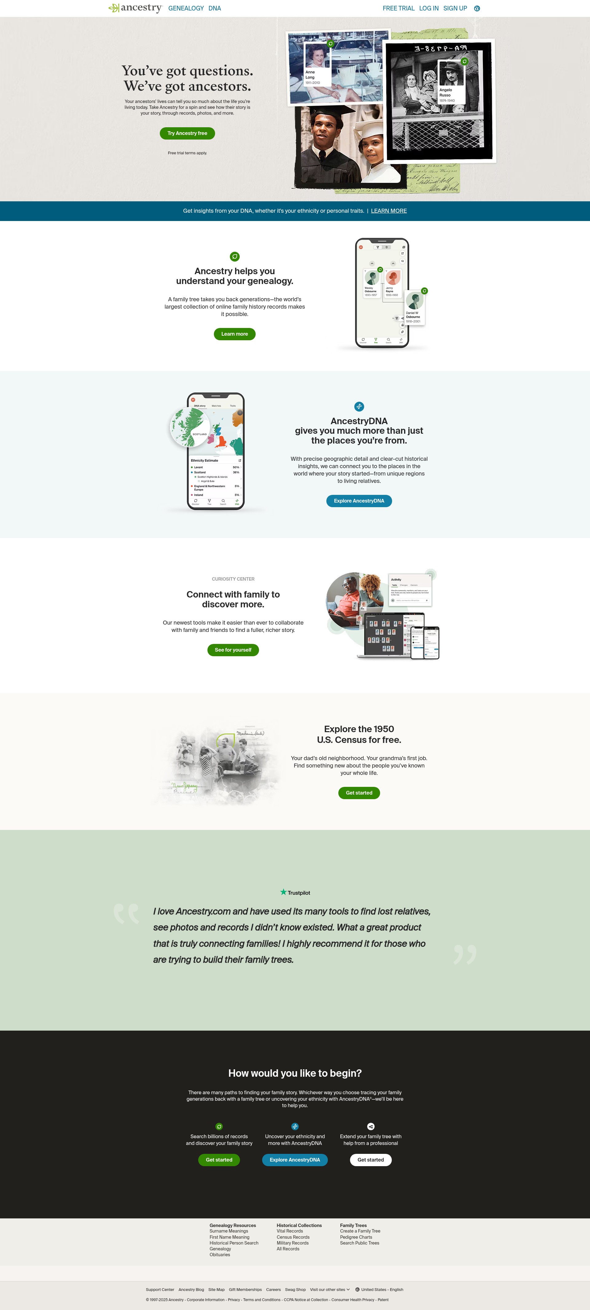 Screenshot of ancestry.com