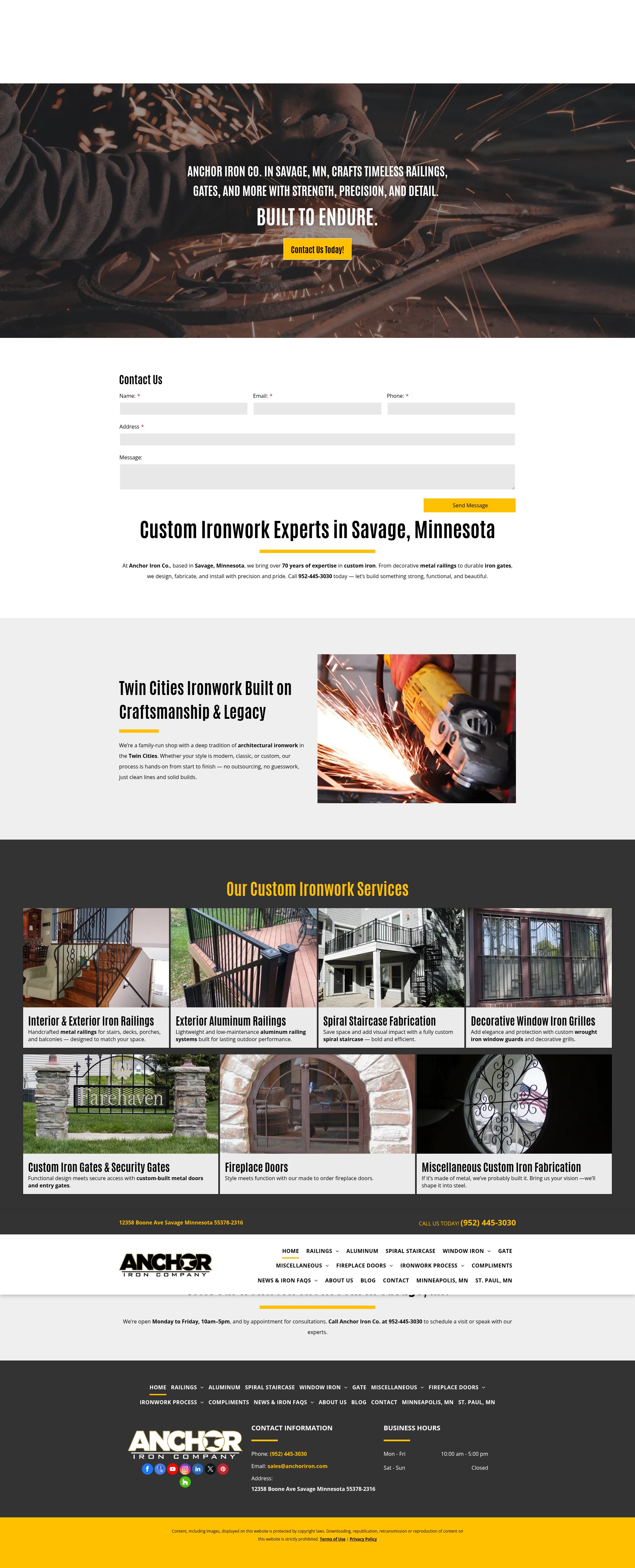 Screenshot of anchoriron.com