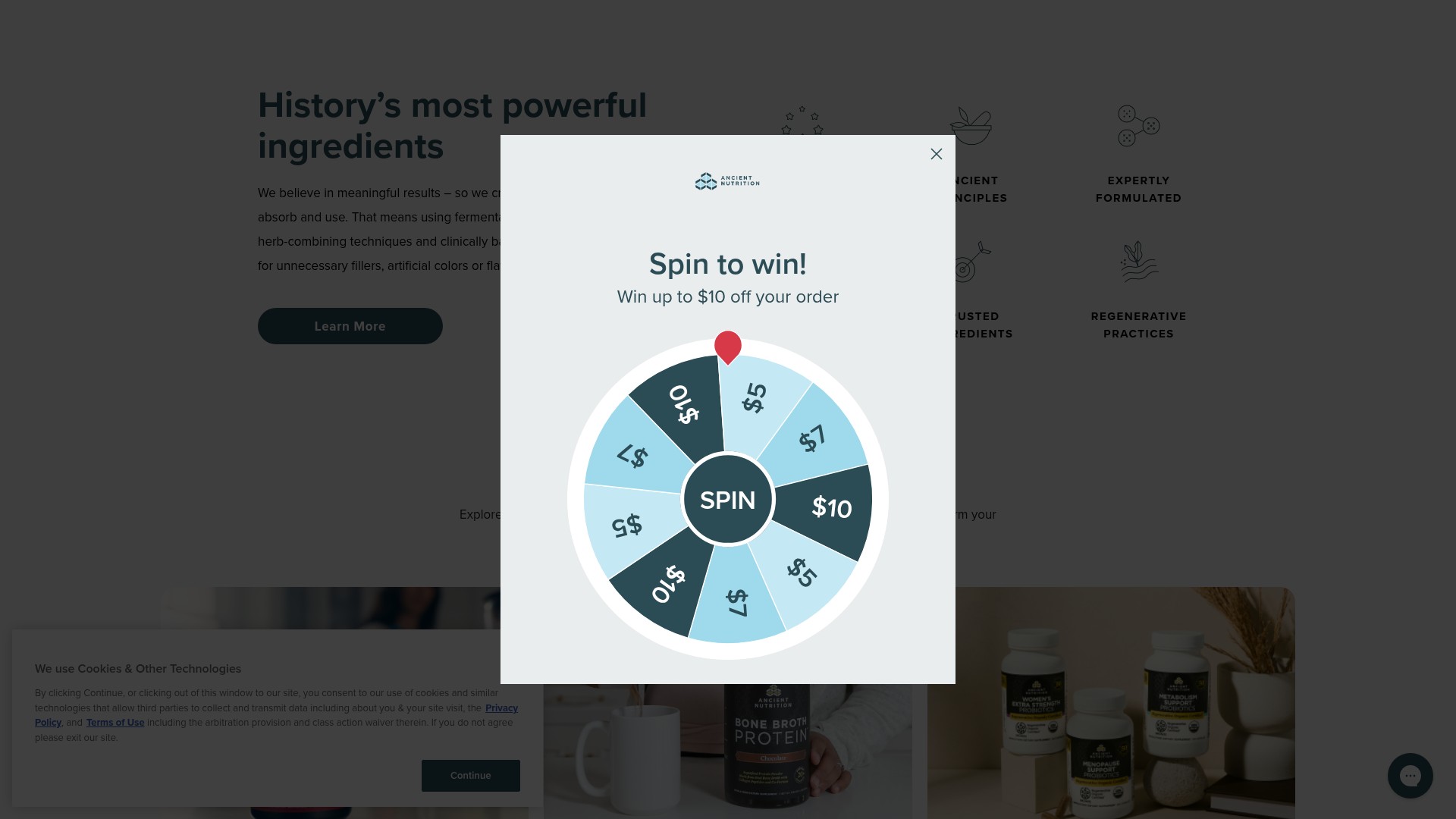 Screenshot of ancientnutrition.com