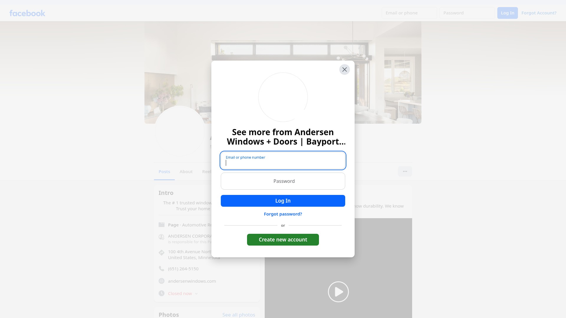 Screenshot of andersenwindows.com