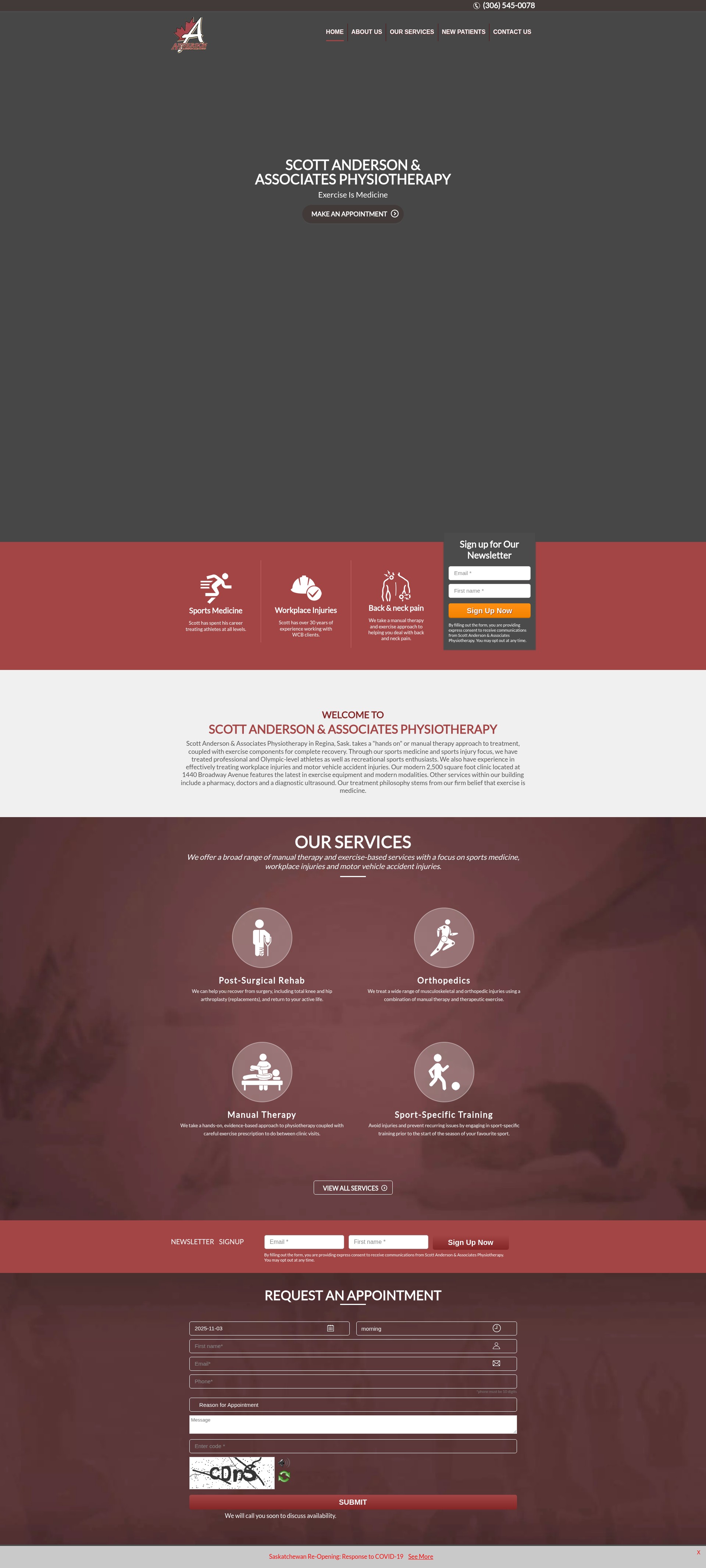Screenshot of andersonphysiotherapysask.ca