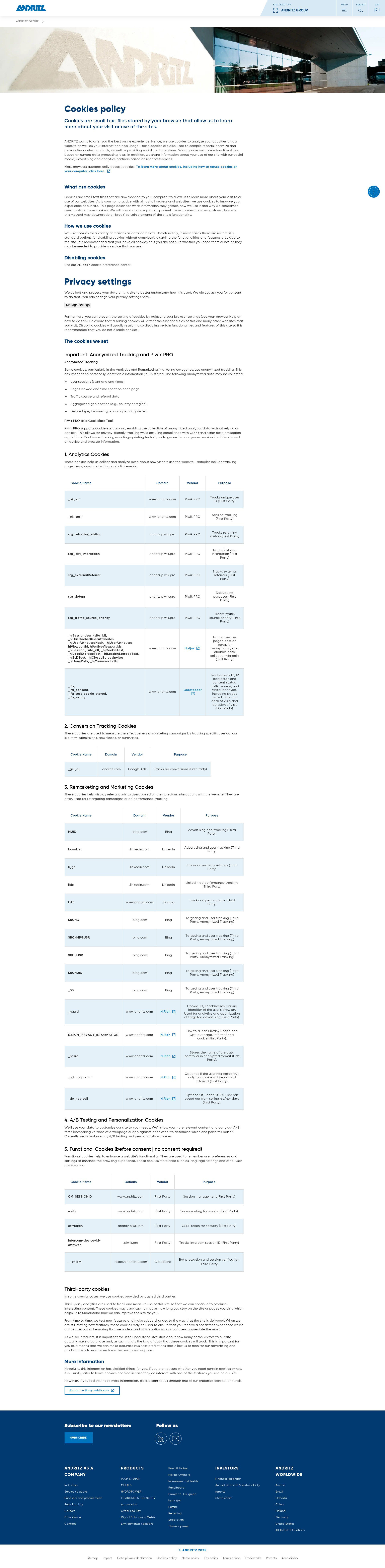Screenshot of andritz.com