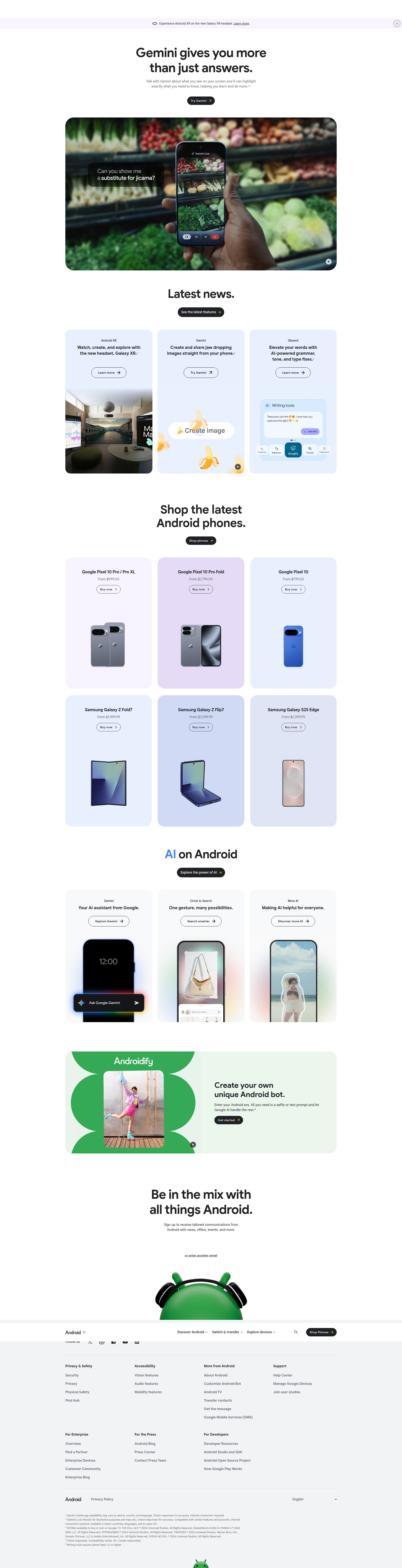 Screenshot of android.com