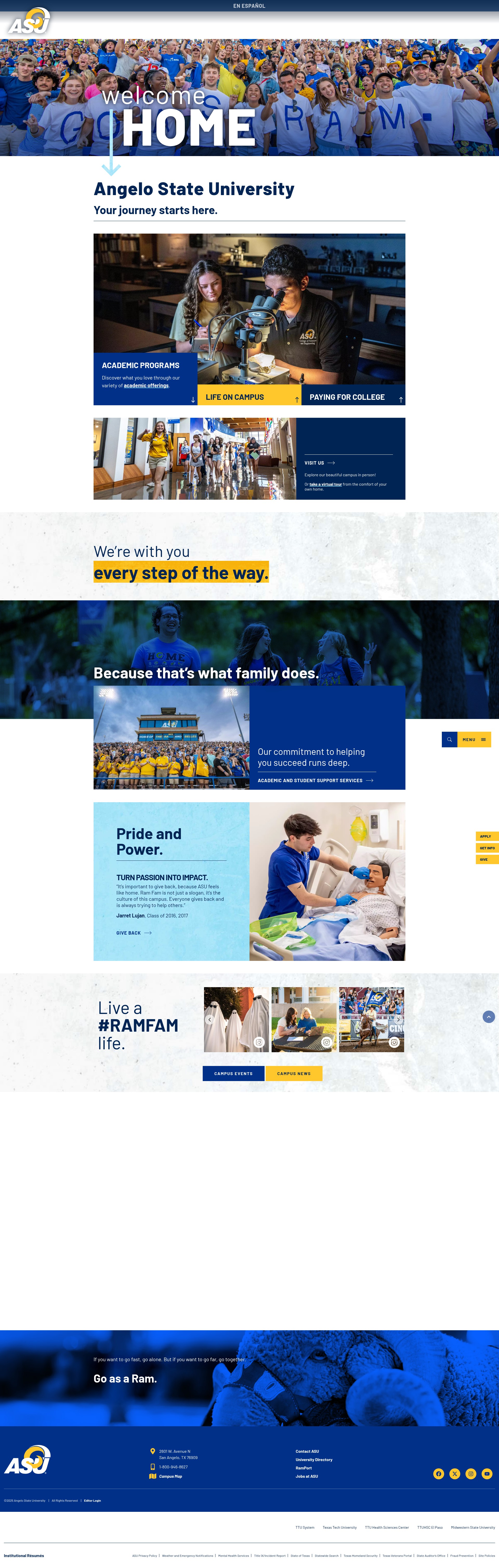 Screenshot of angelo.edu