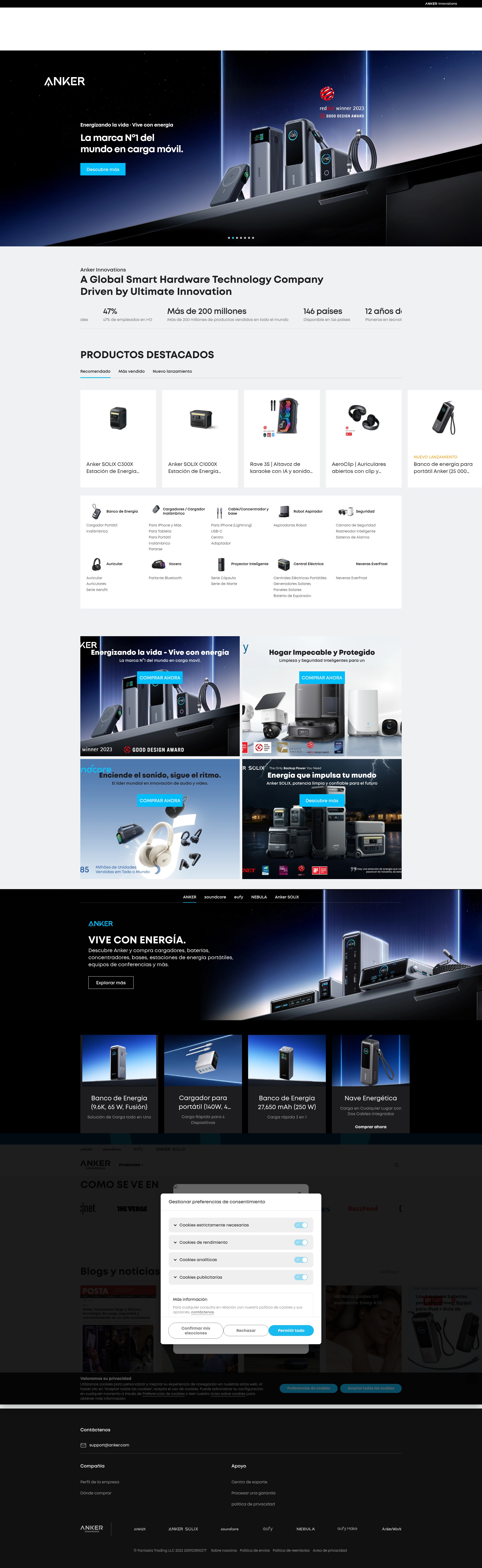 Screenshot of anker-latam.com