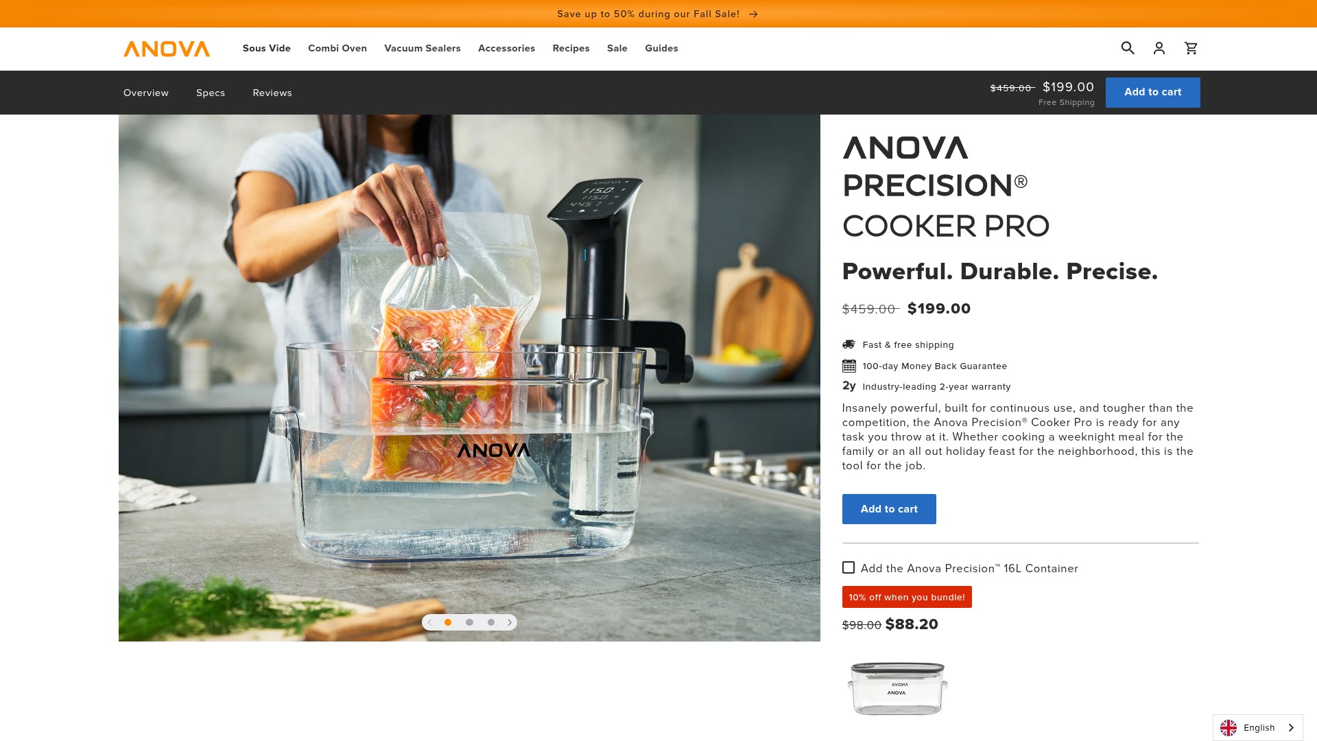 Screenshot of anovaculinary.com