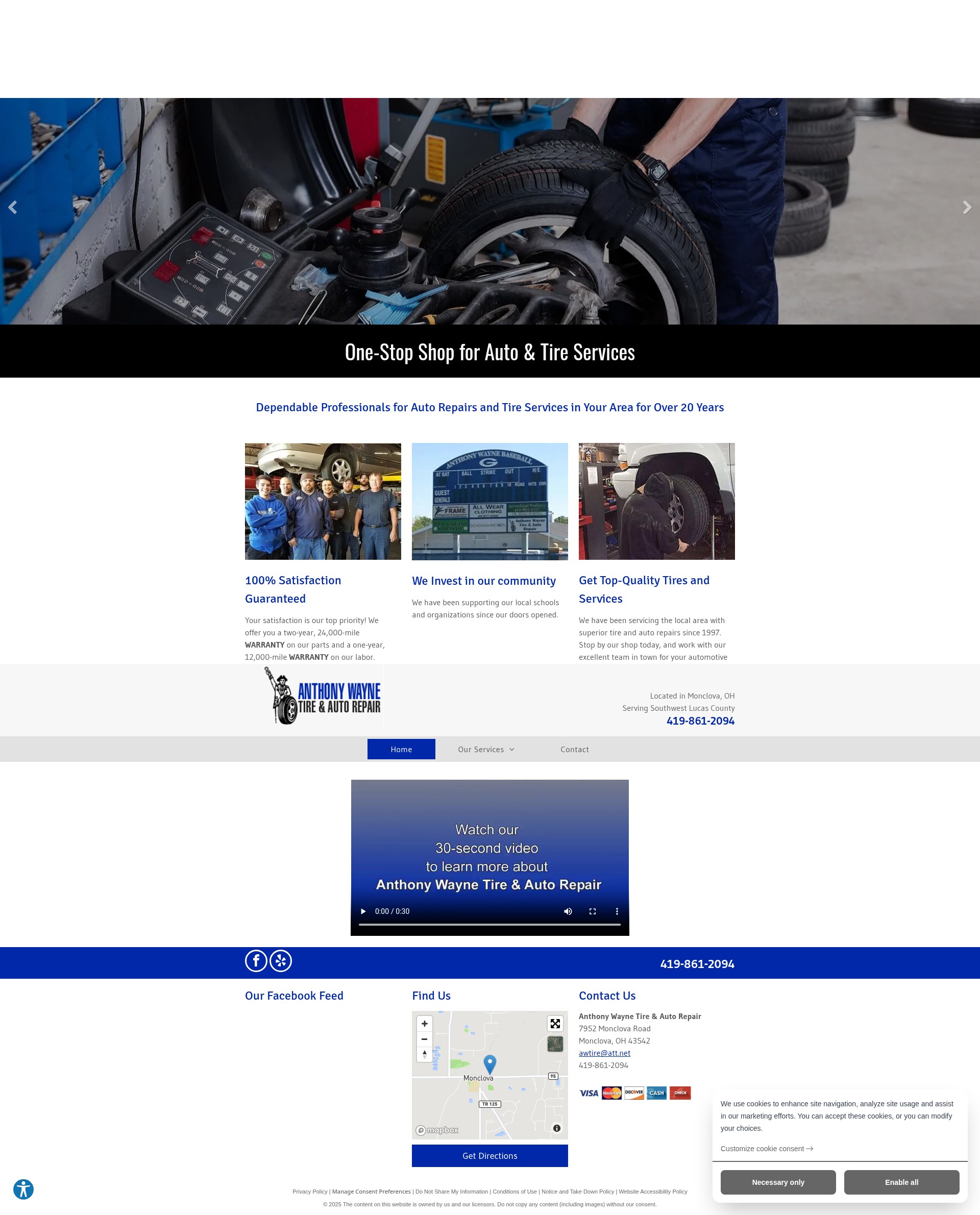 Screenshot of anthonywaynetireandautorepair.com