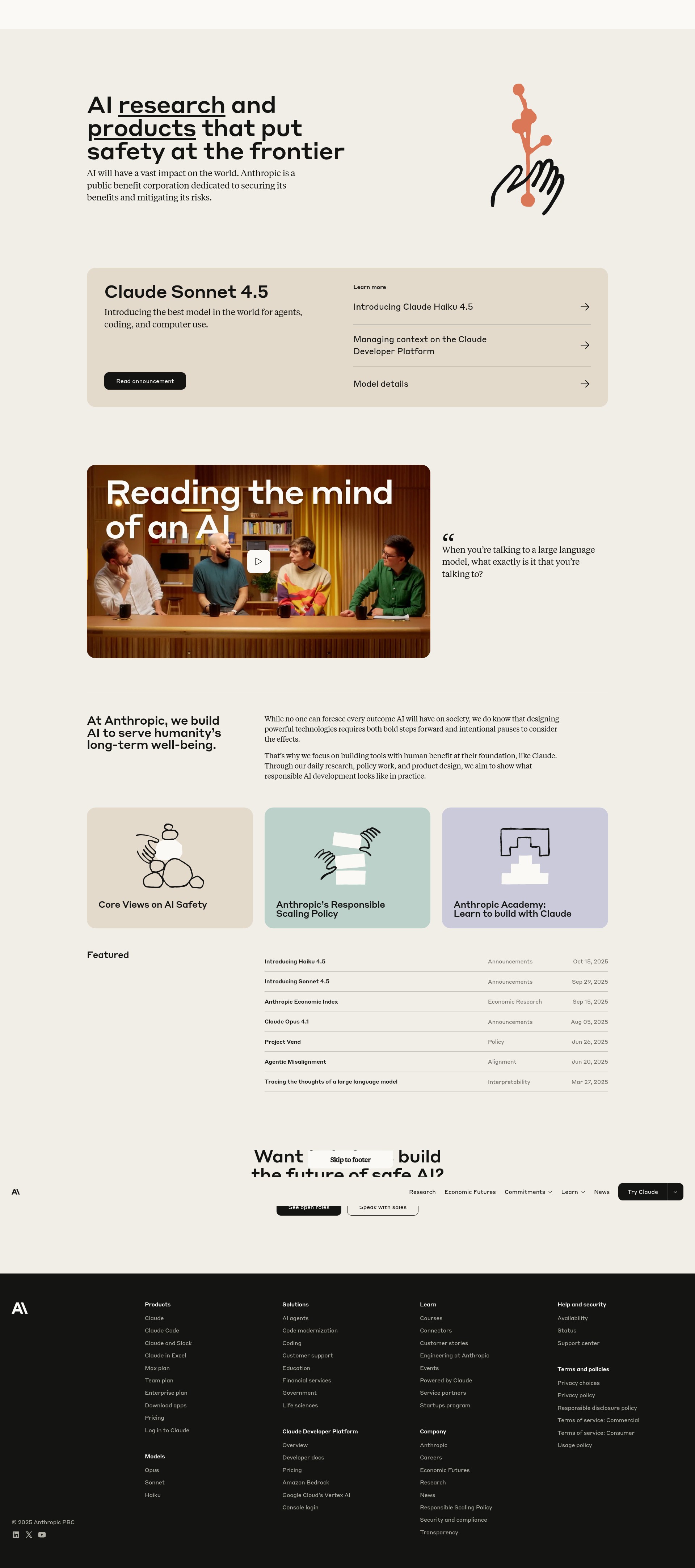 Screenshot of anthropic.com