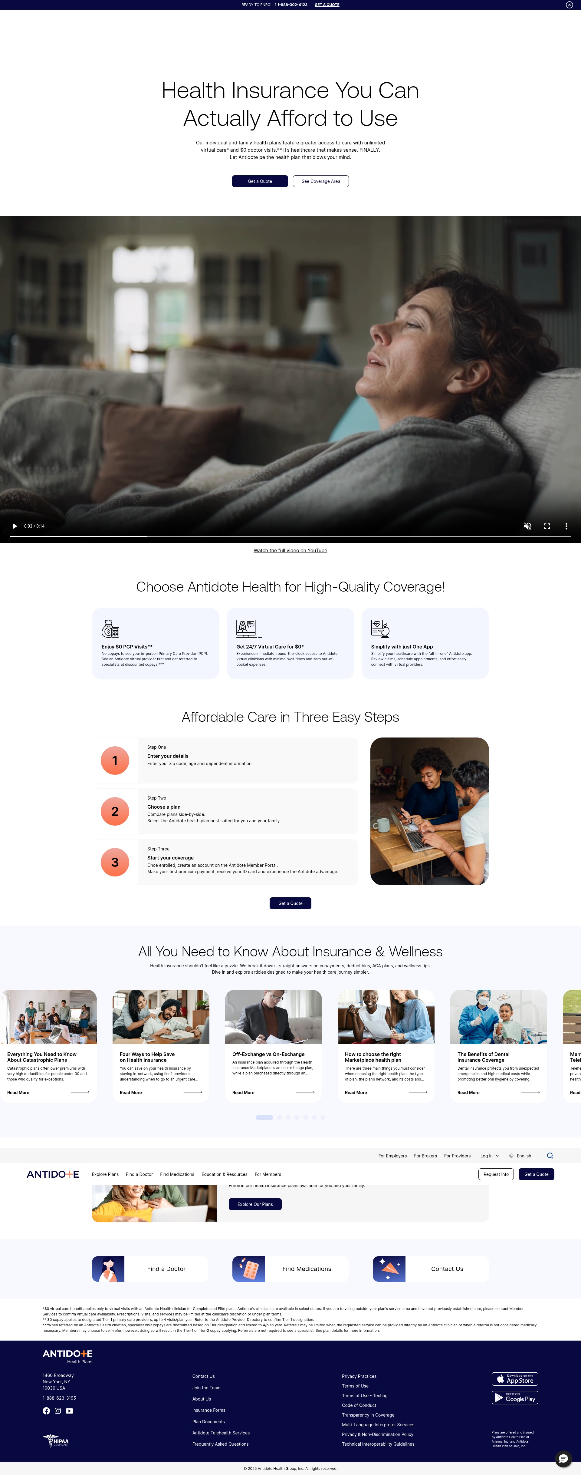 Screenshot of antidotehealth.com