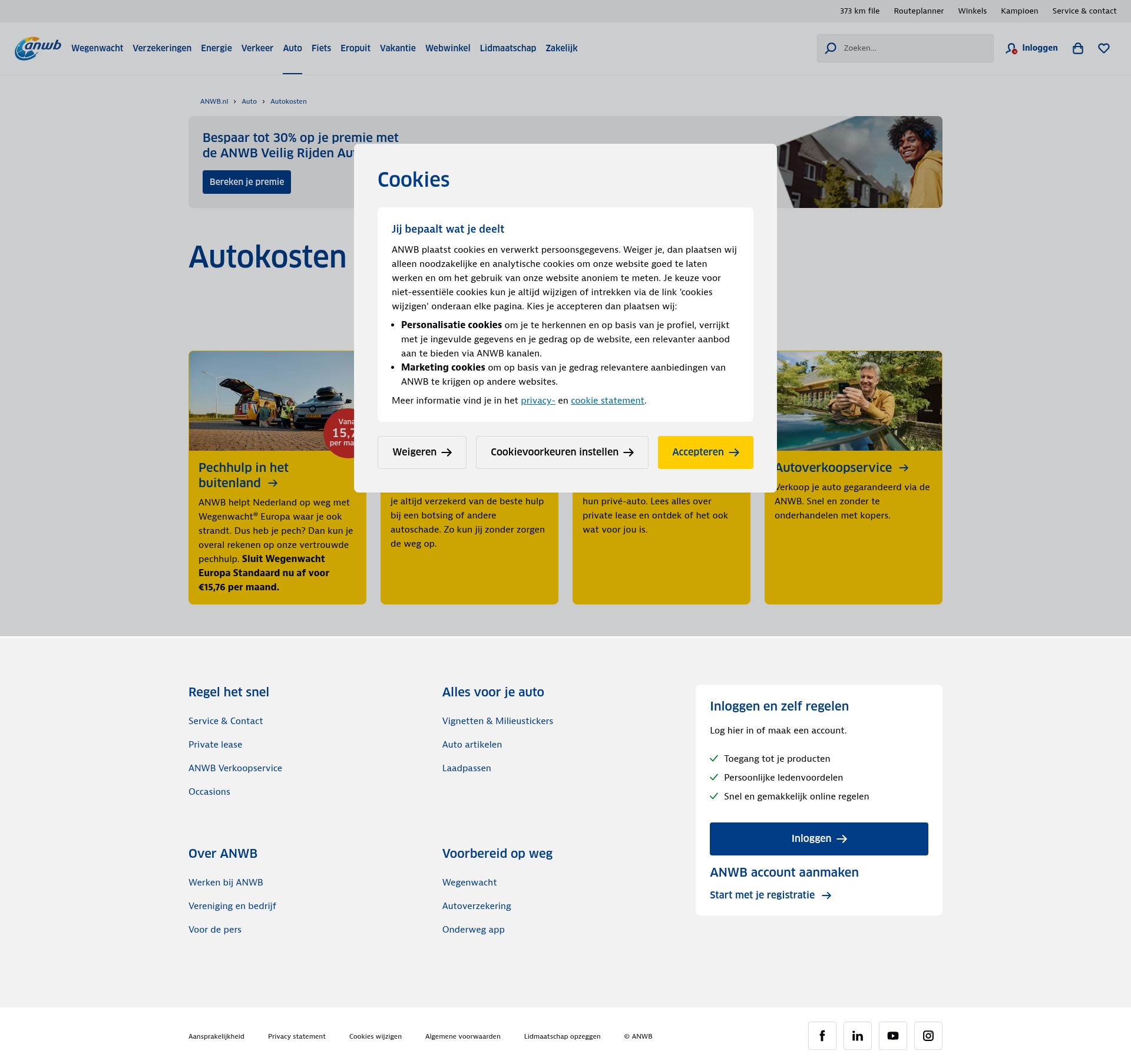 Screenshot of anwb.nl