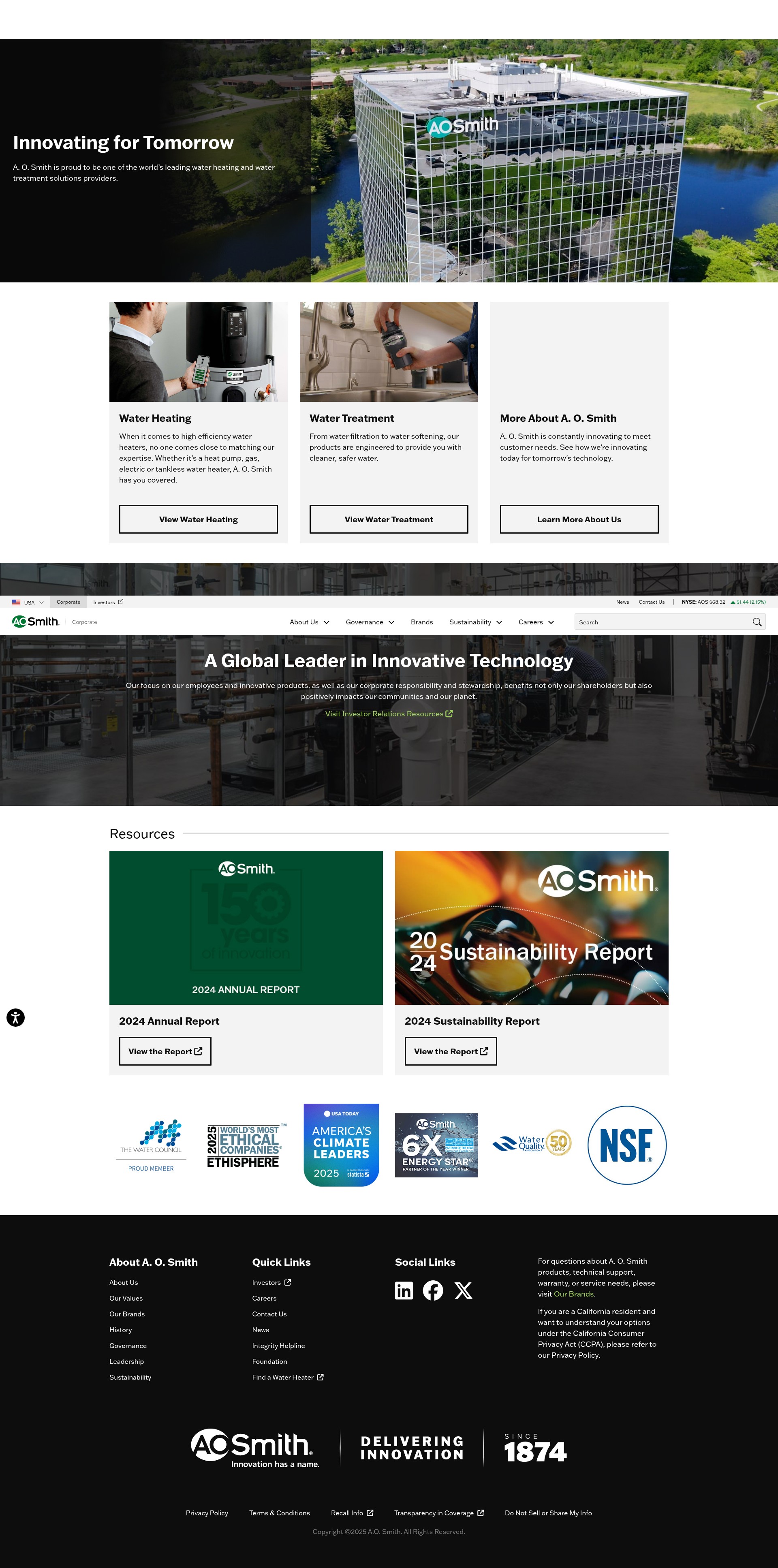 Screenshot of aosmith.com