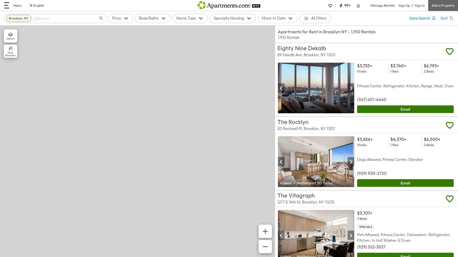 Screenshot of apartments.com