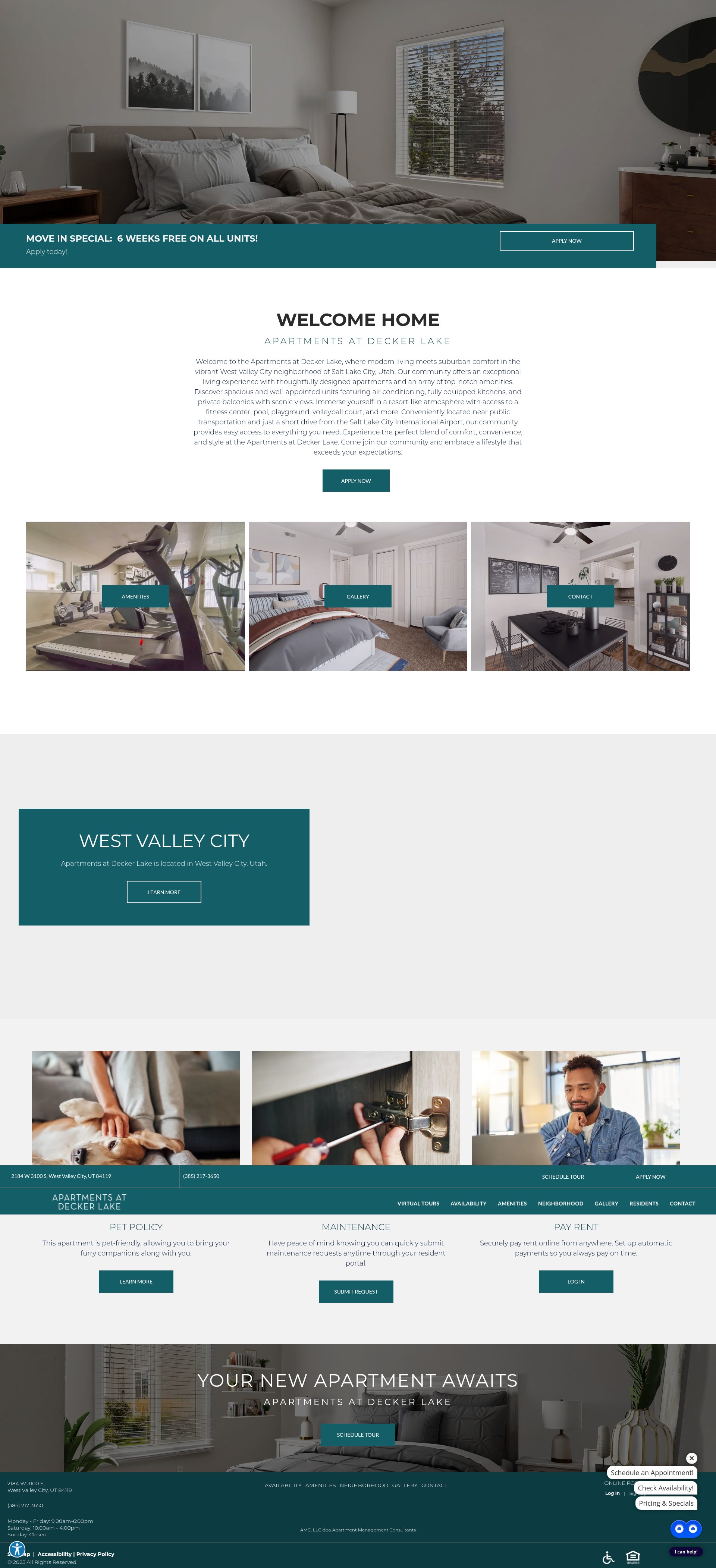 Screenshot of apartmentsatdeckerlake.com