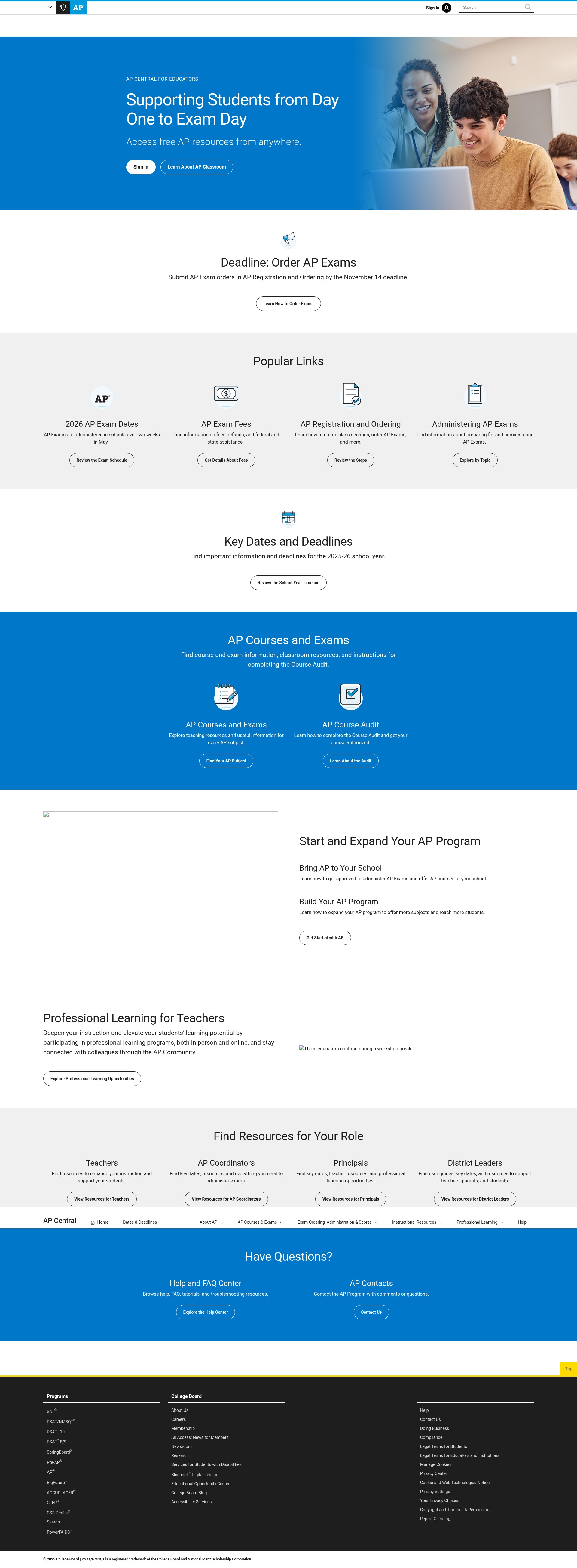 Screenshot of apcentral.collegeboard.org