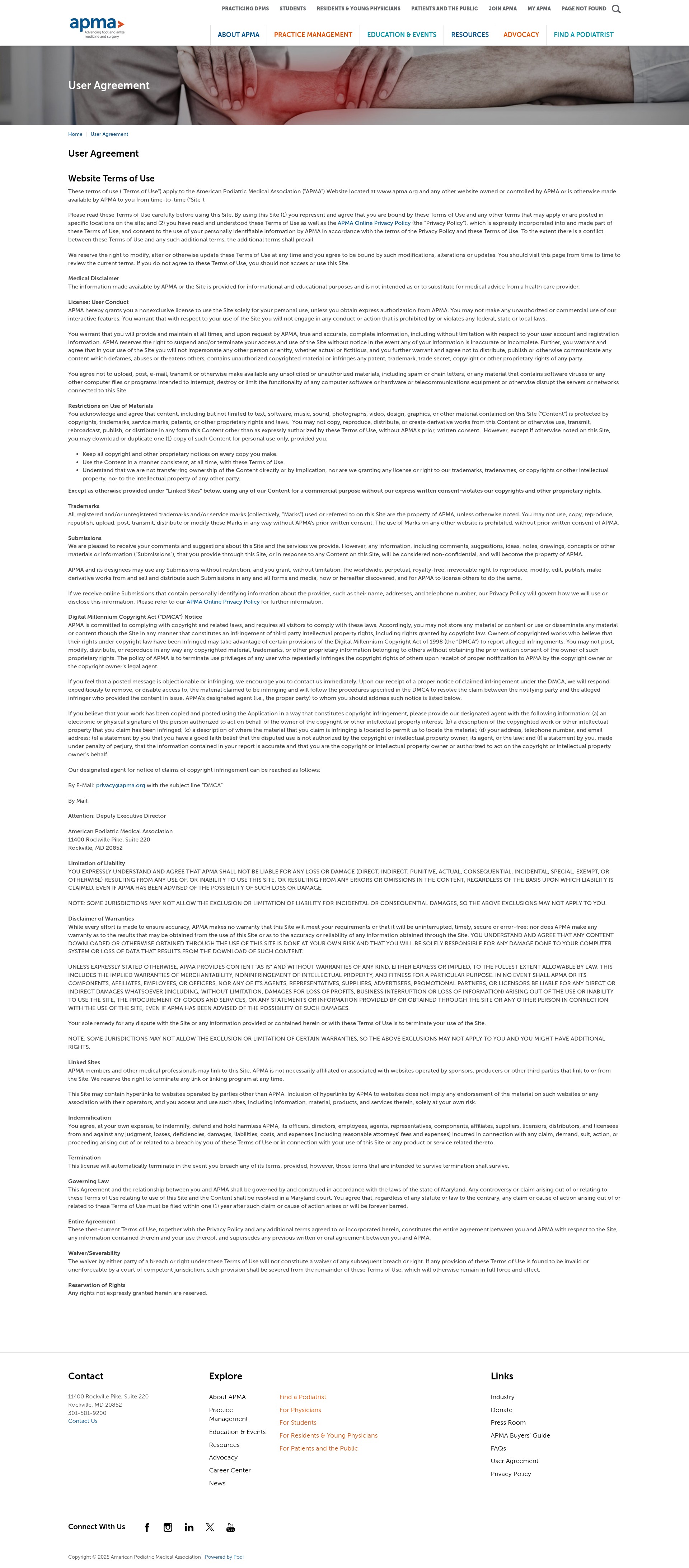 Screenshot of apma.org
