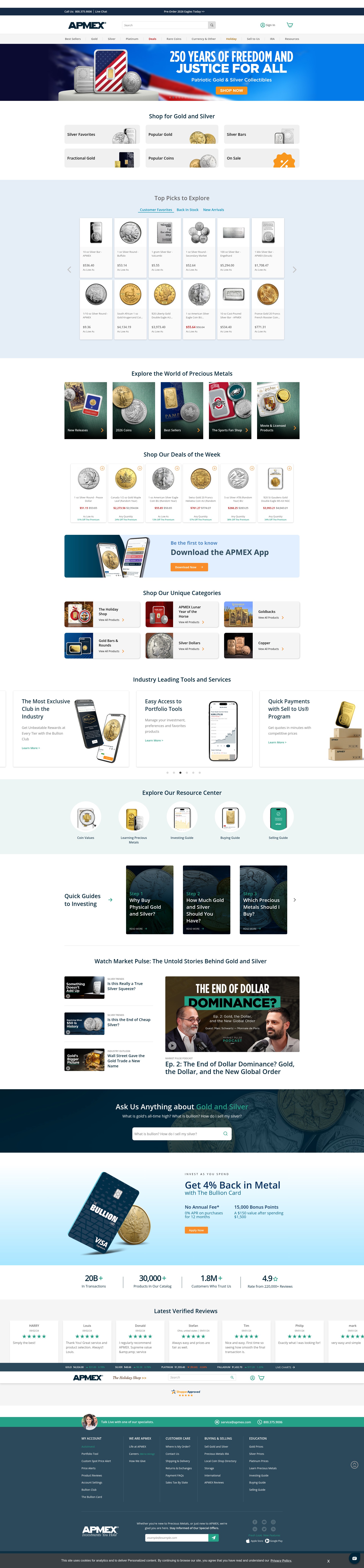 Screenshot of apmex.com