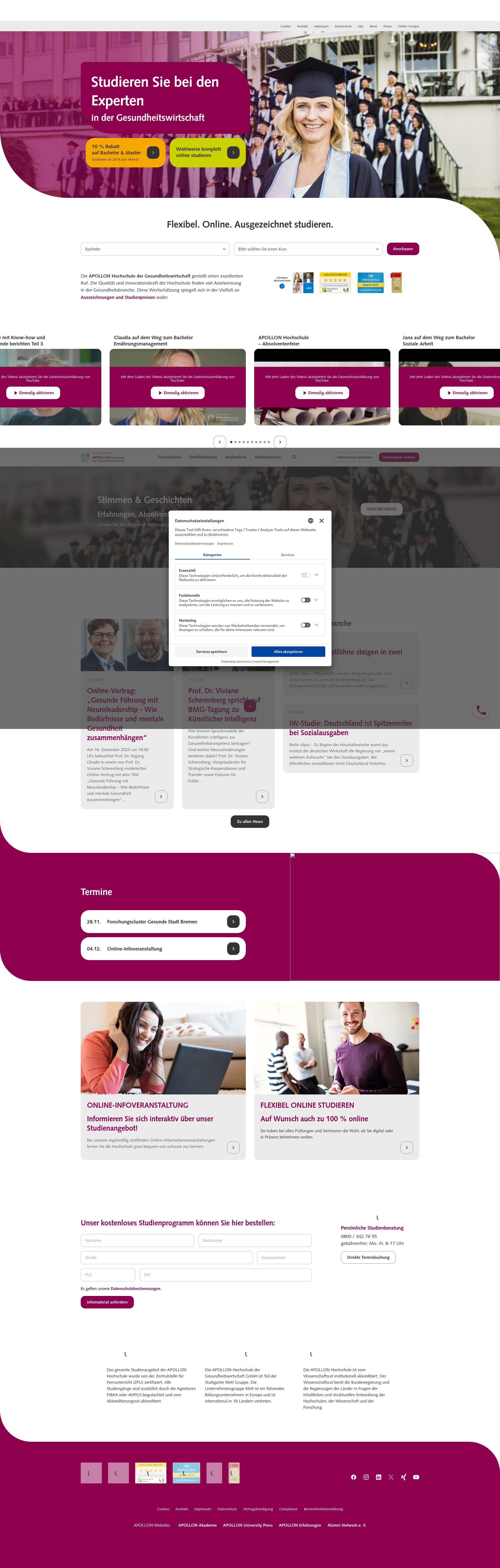 Screenshot of apollon-hochschule.de