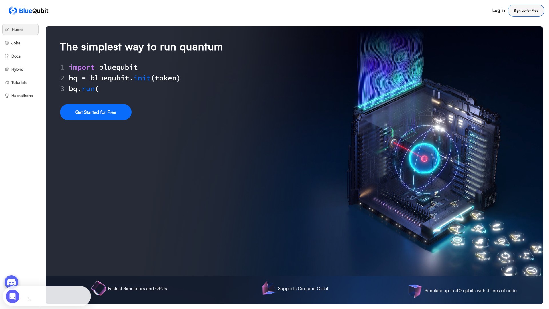 Screenshot of app.bluequbit.io