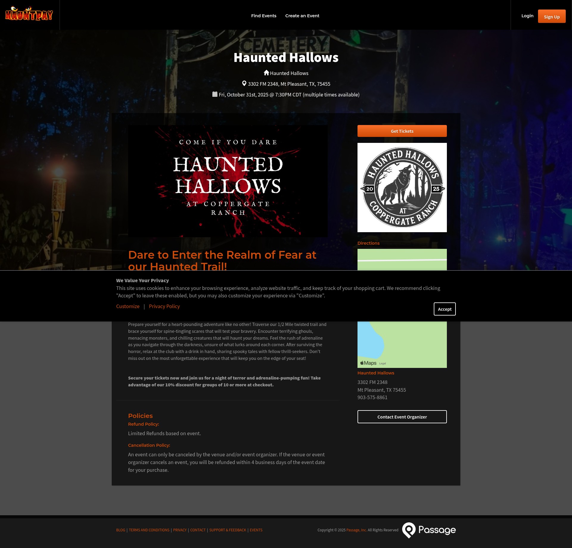 Screenshot of app.hauntpay.com