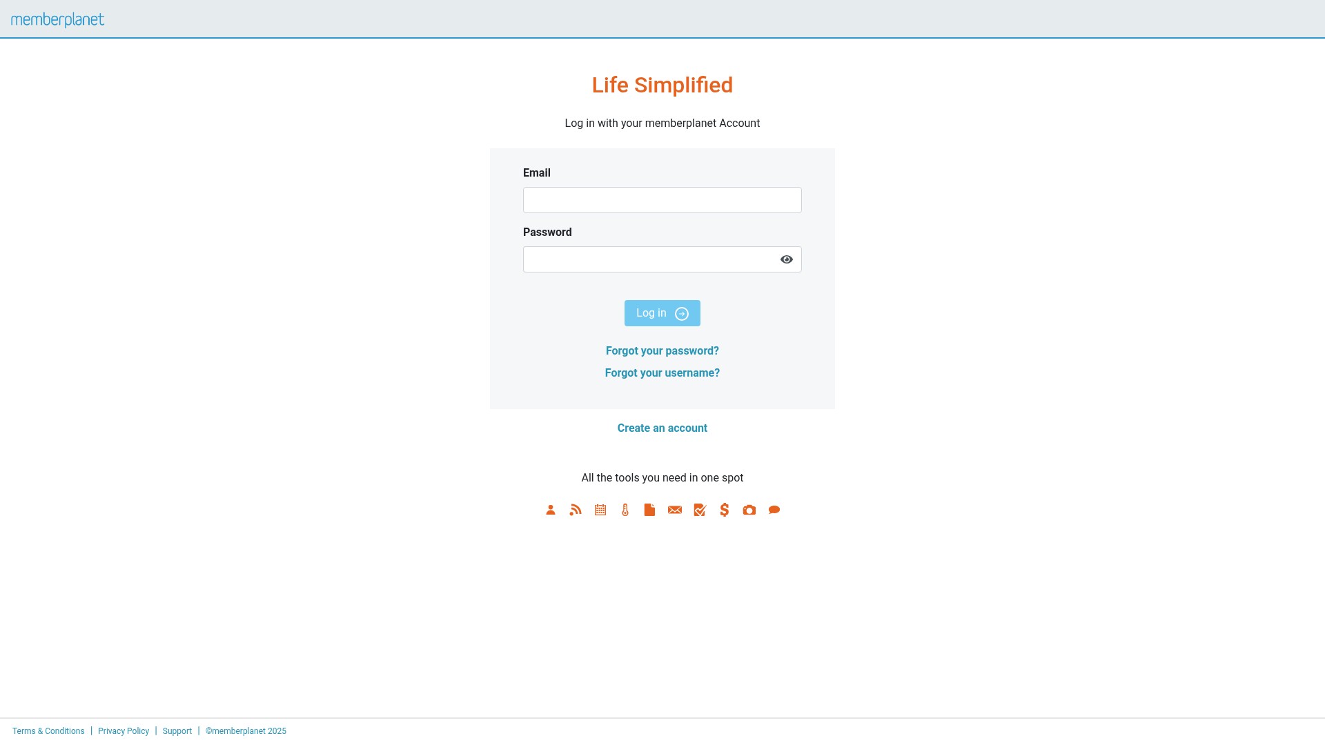 Screenshot of app.memberplanet.com