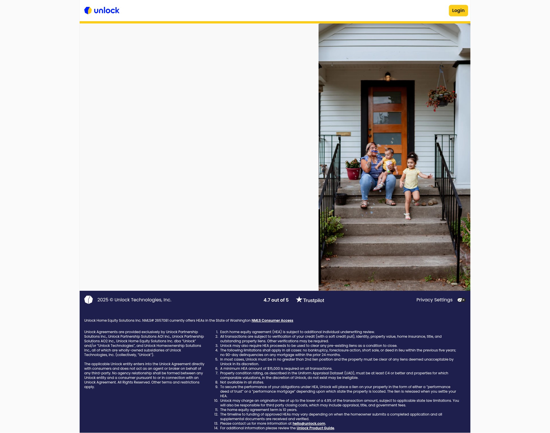 Screenshot of app.unlock.com