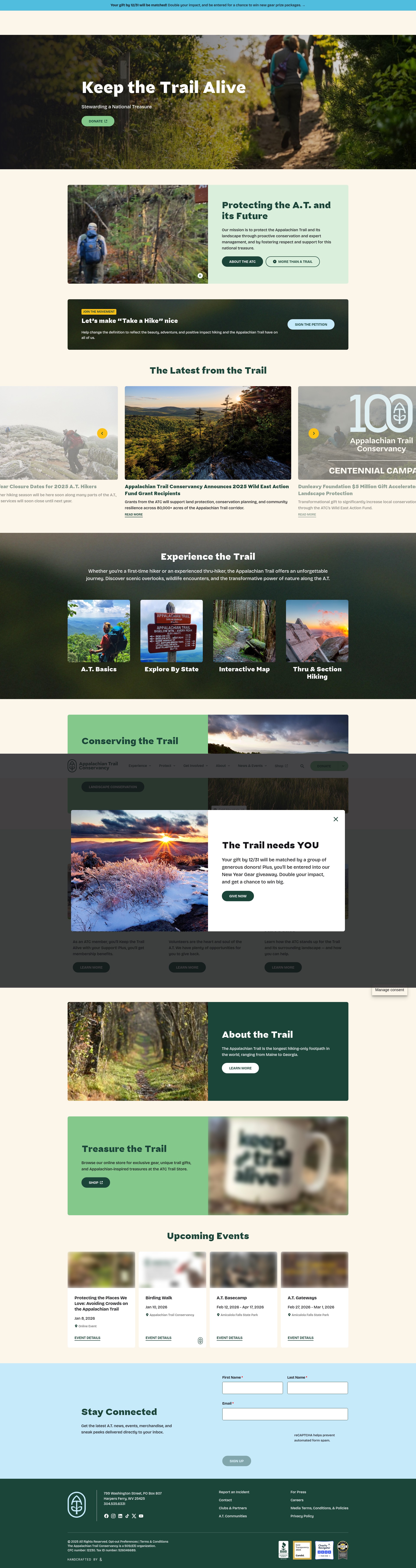Screenshot of appalachiantrail.org