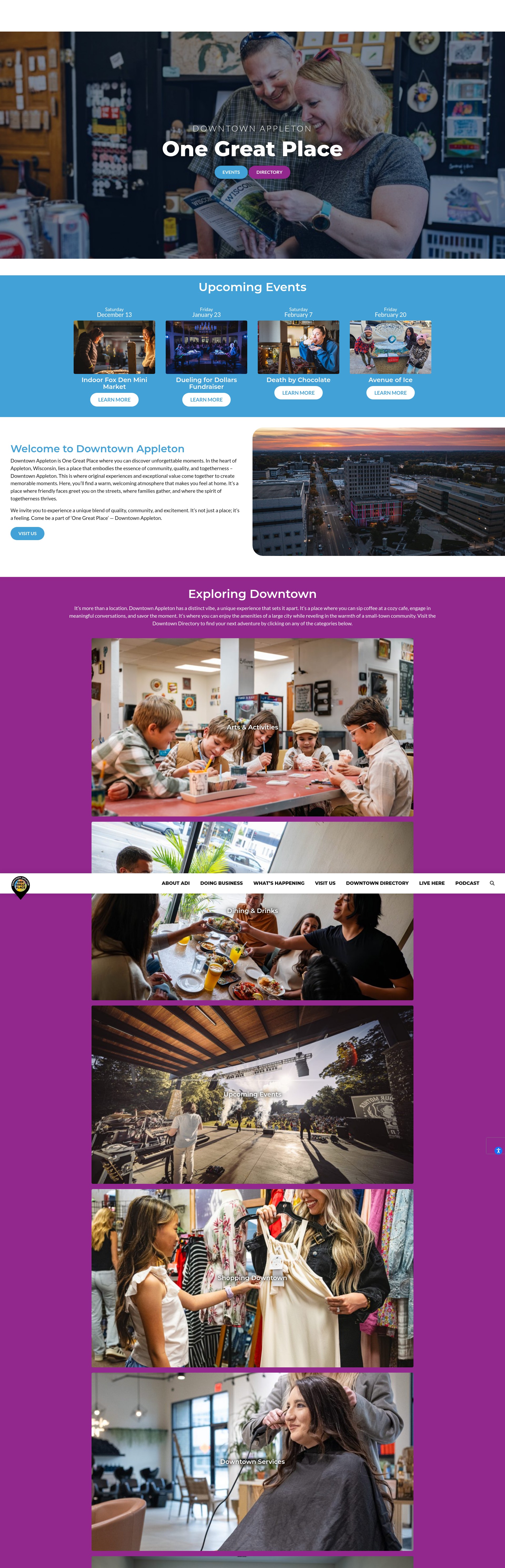 Screenshot of appletondowntown.org